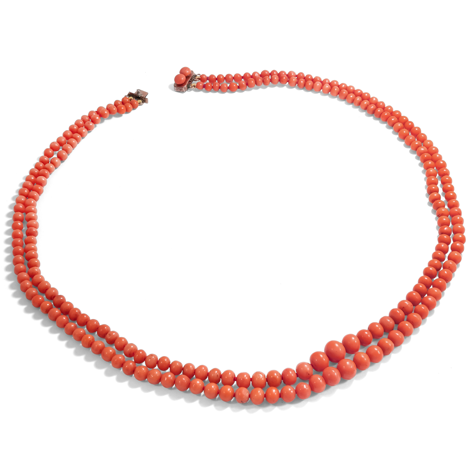 Summer Inspiration • Double Row Necklace made of Mediterranean Coral ...