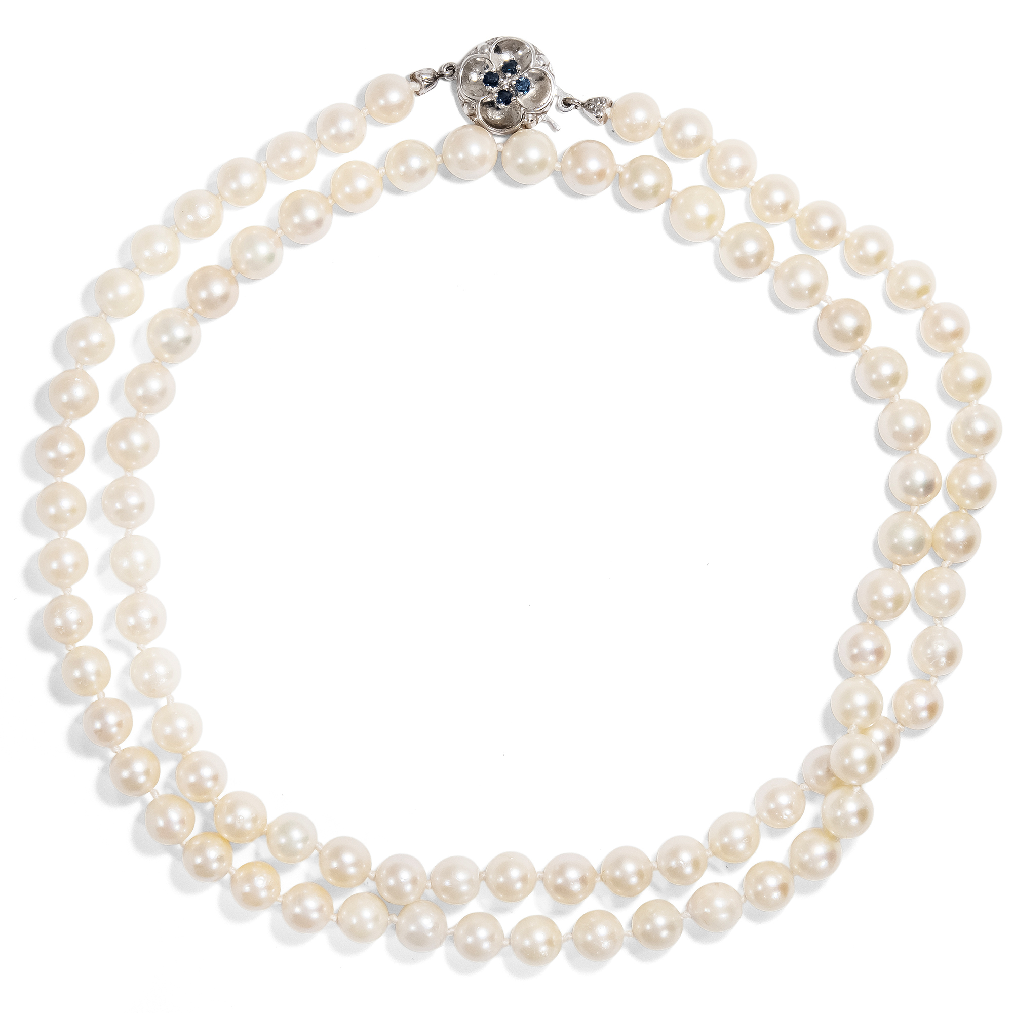 Elegant Long Opera Pearl Necklace with Clover Clasp, Germany circa 1965