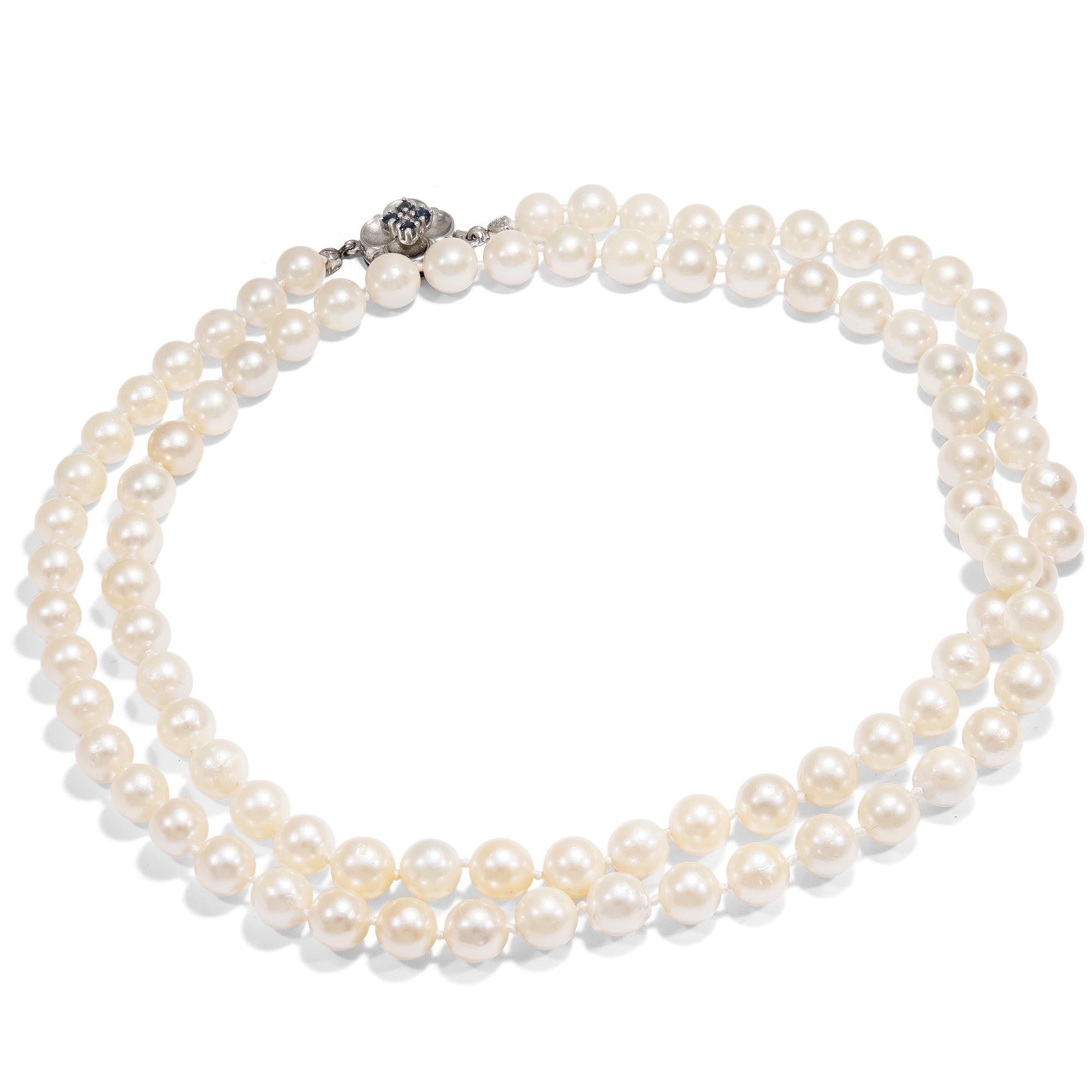 Elegant Long Opera Pearl Necklace with Clover Clasp, Germany circa 1965