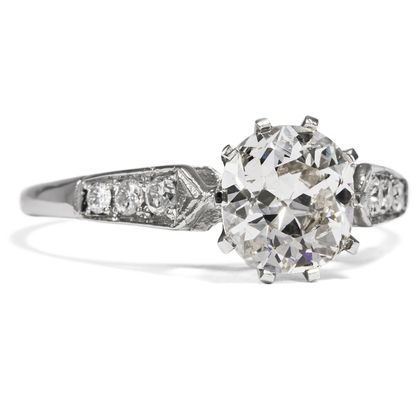 Cushion Cut Antique 1.35 ct Cushion Cut Diamond in Platinum From Our Workshop Hofer Antikschmuck