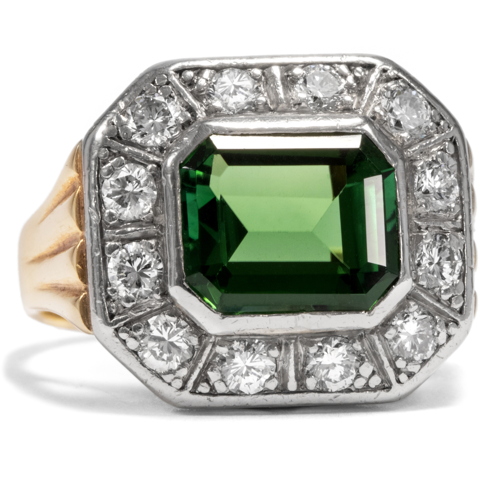 Vintage Ring With Green Tourmaline & Diamonds, ca. 1965