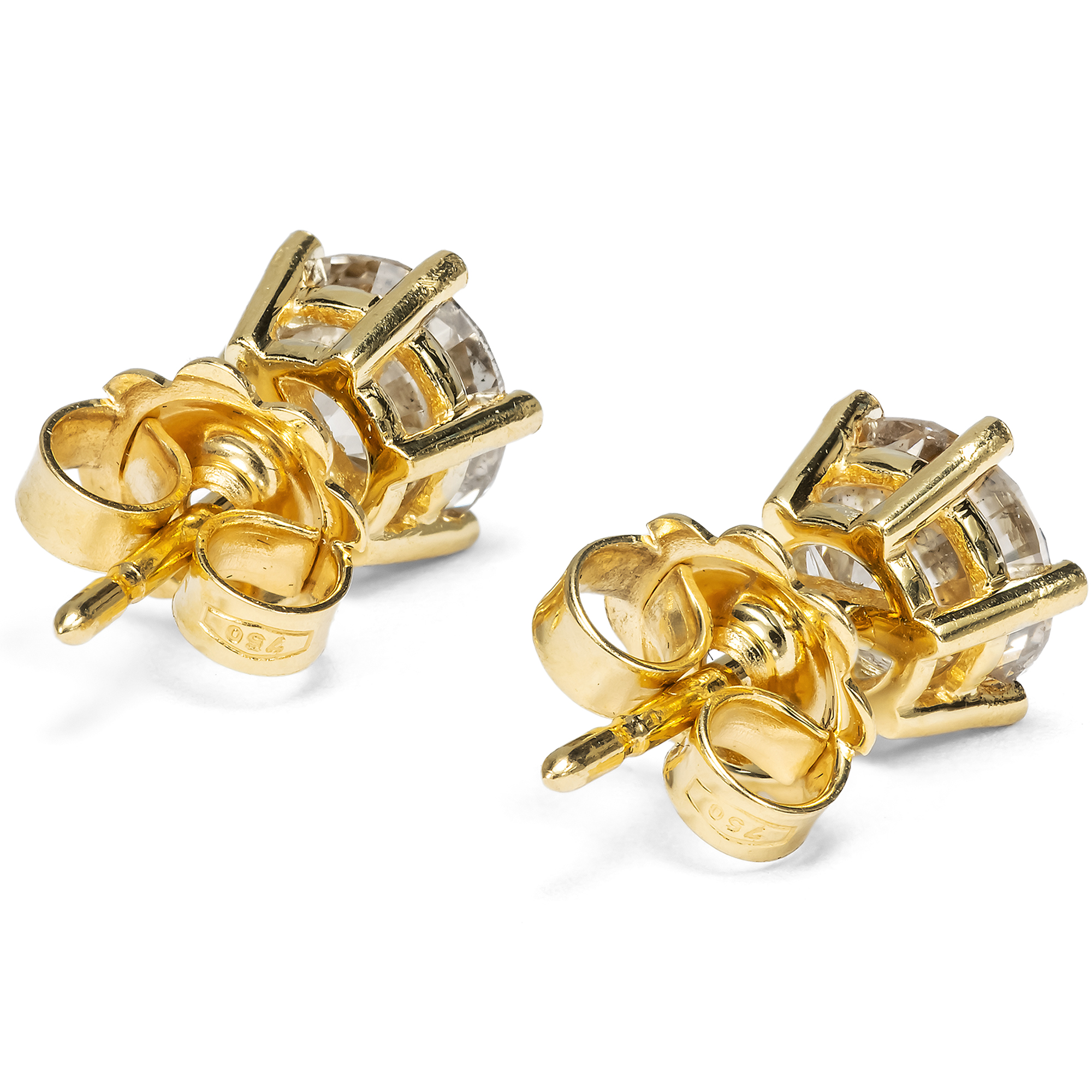 Ungewöhnliche Ohrstecker mit 2,05 ct hellbraunen Brillanten in Gold, um 2000 Ungewöhnliche Ohrstecker mit 2,05 ct hellbraunen Brillanten in Gold, um 2000