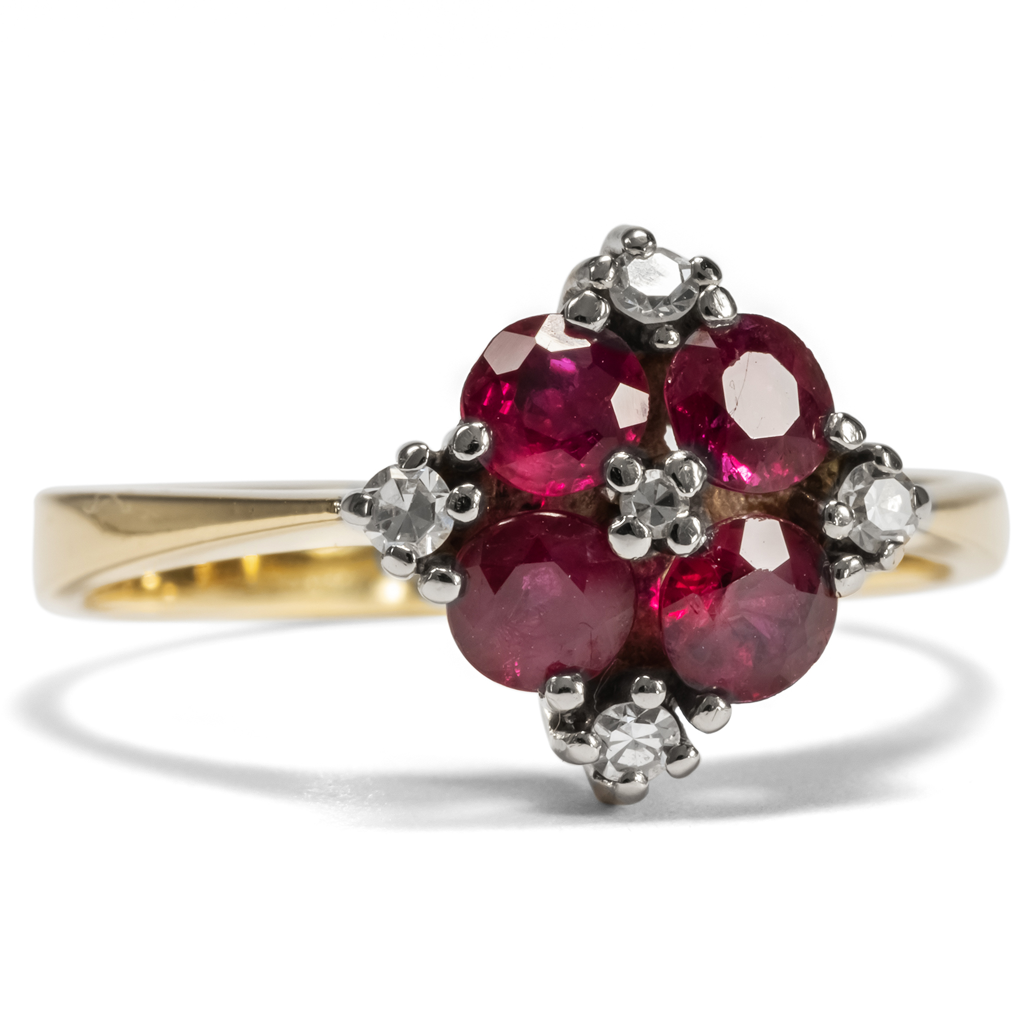 Romantischer vintage Ring mit Spinellen & Diamanten, um 1975 Romantischer vintage Ring mit Spinellen & Diamanten, um 1975