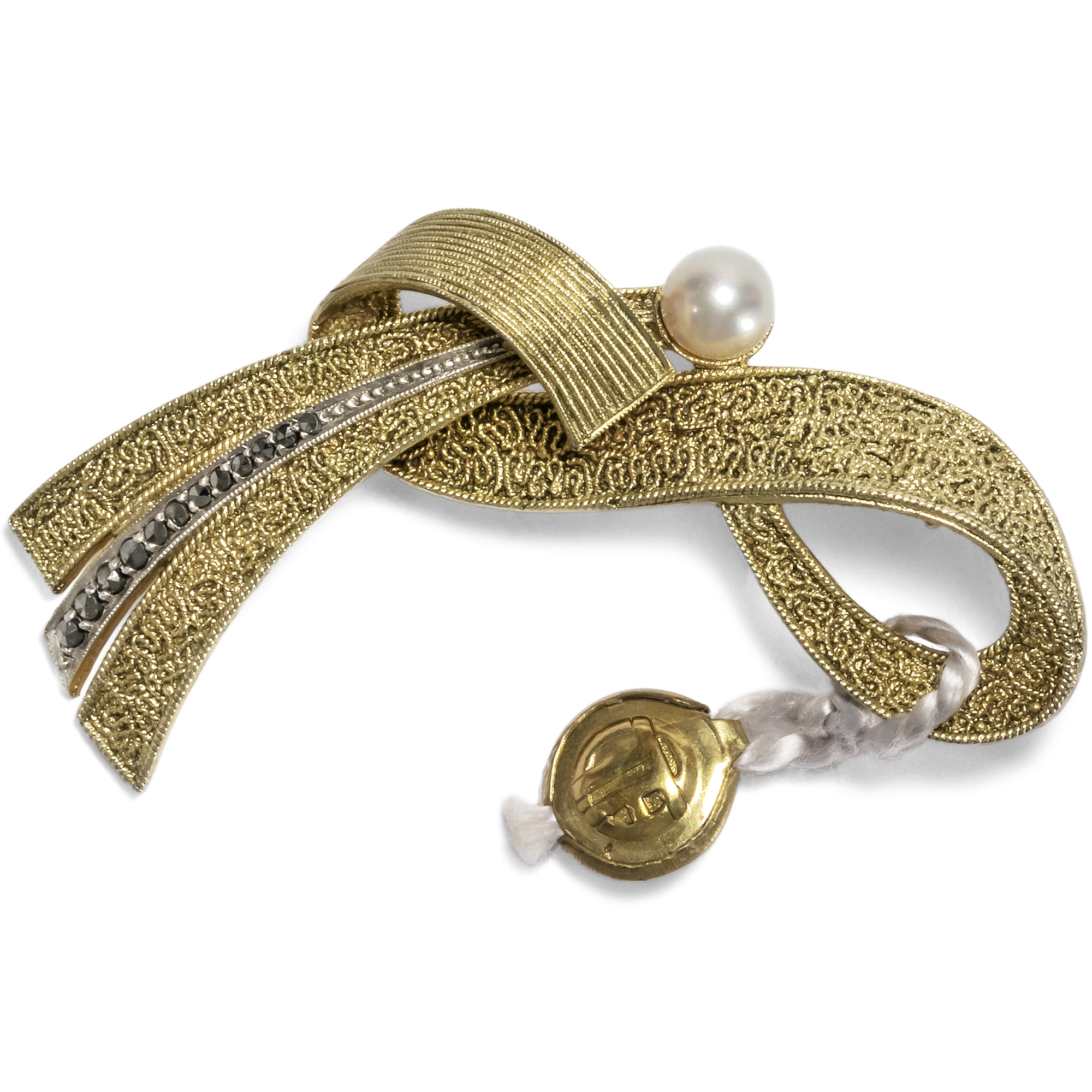 Vintage Brooch by Theodor Fahrner With Marcasites & Pearl, Pforzheim Circa 1955