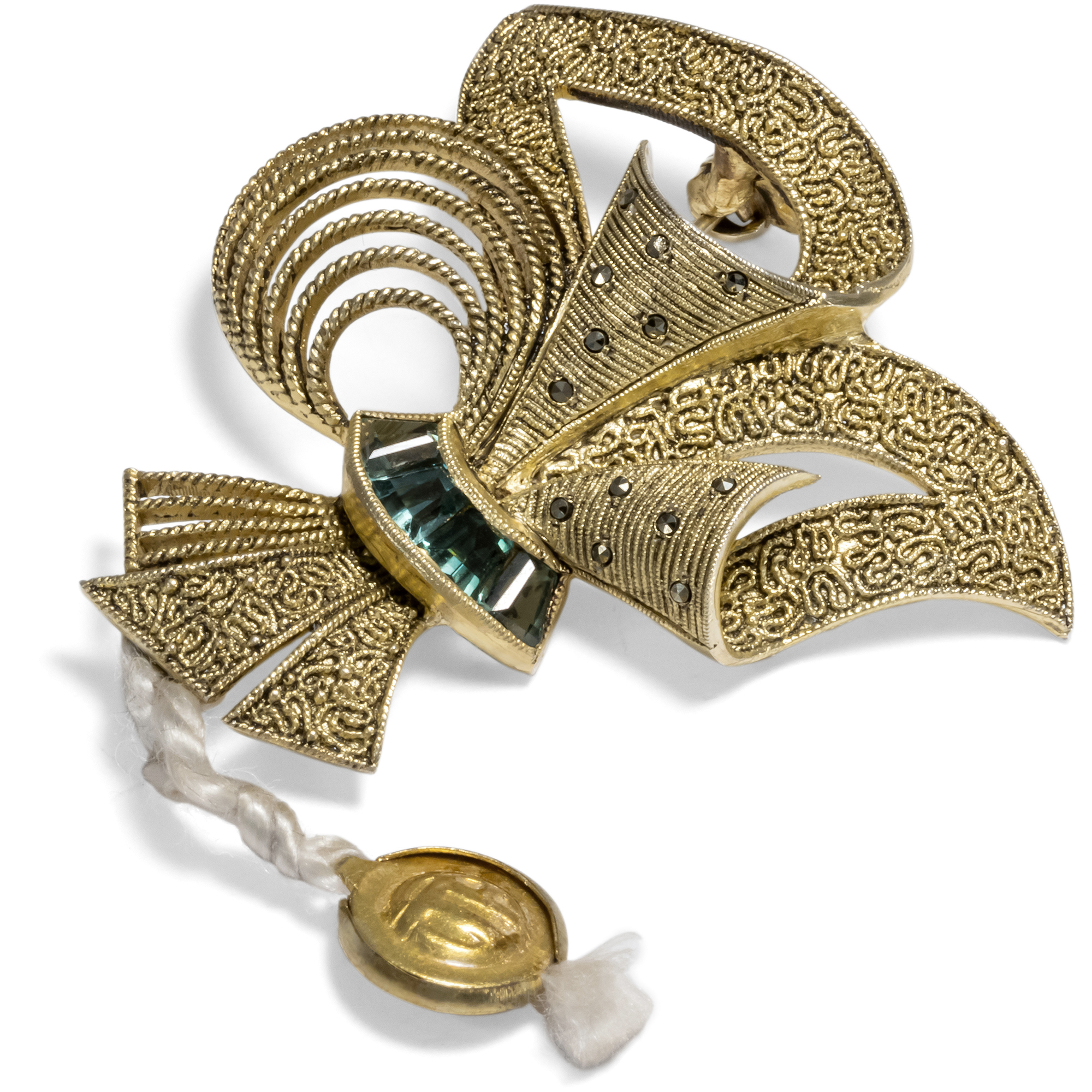 Vintage Brooch by Theodor Fahrner with Marcasites & Synthetic Spinels, ca. 1955