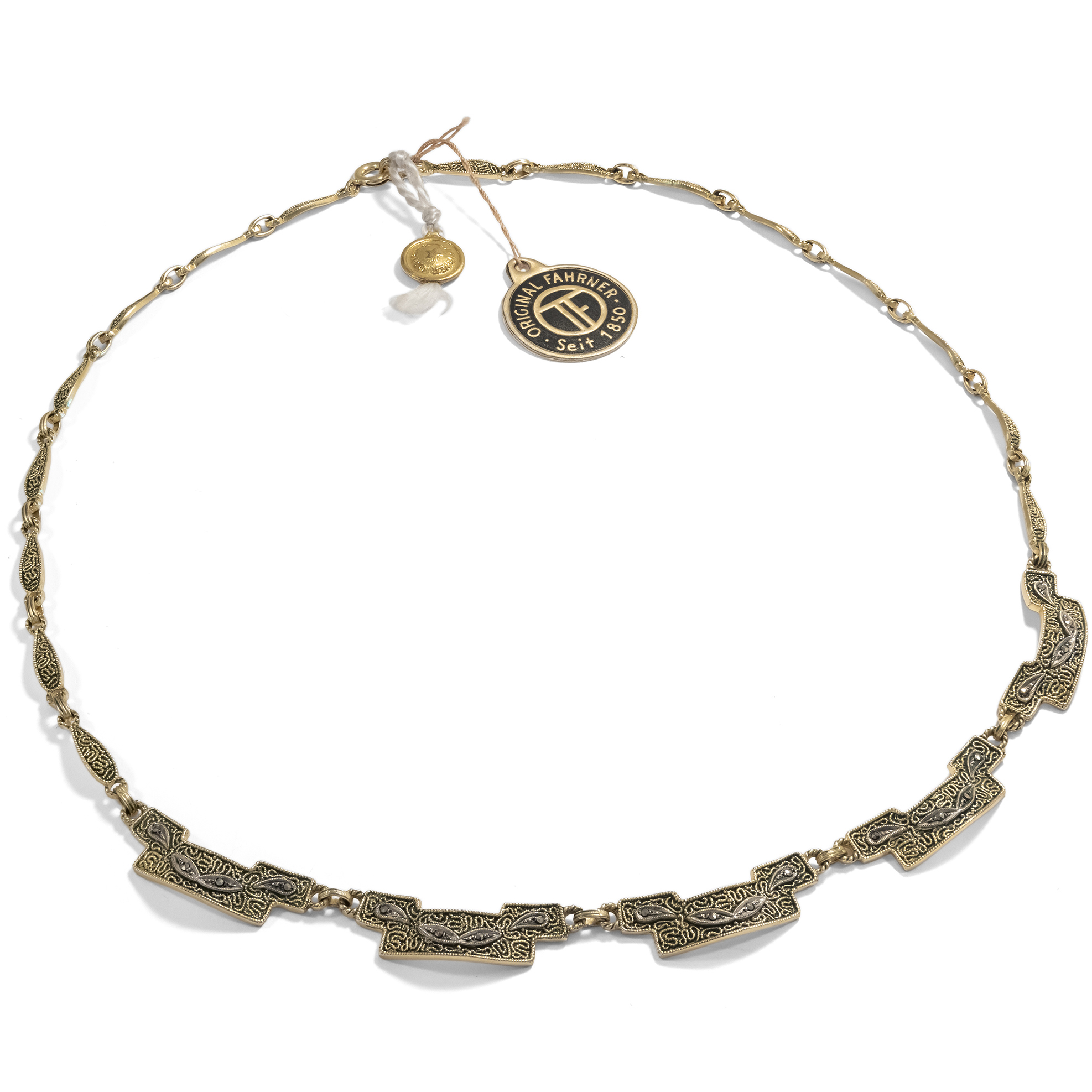 Unworn Necklace Of Silver & Marcasites By Theodor Fahrner, Pforzheim Circa 1955