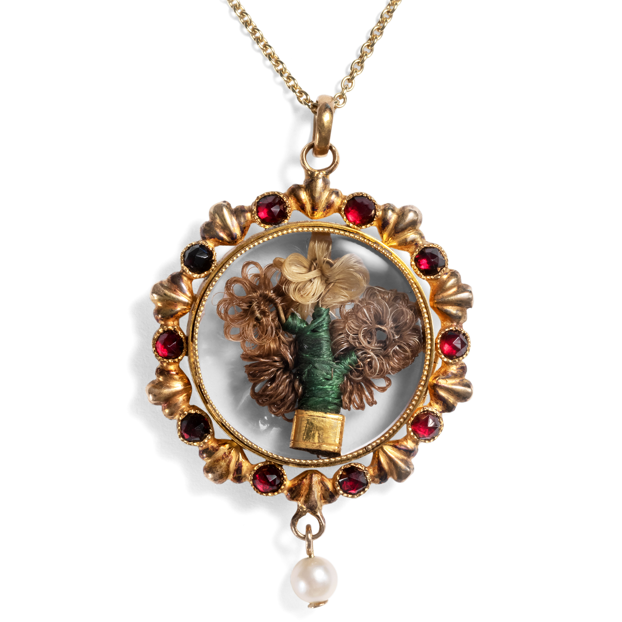 Unusual Locket Pendant with Hair Inlay, ca. 1840