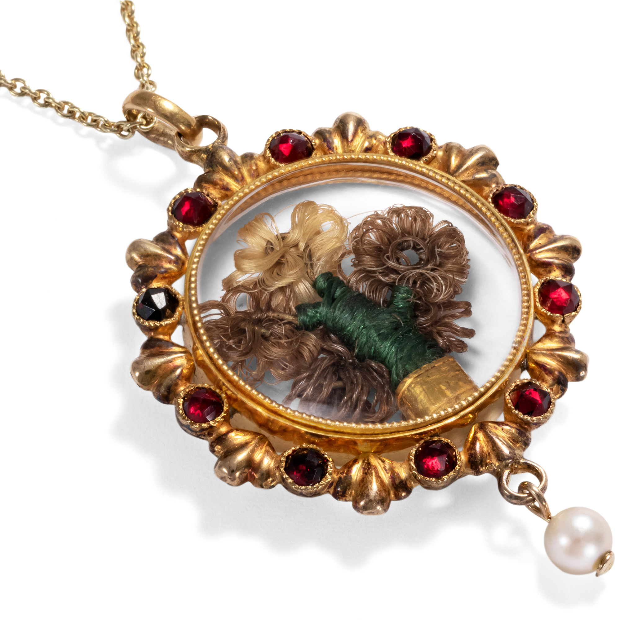 Unusual Locket Pendant with Hair Inlay, ca. 1840