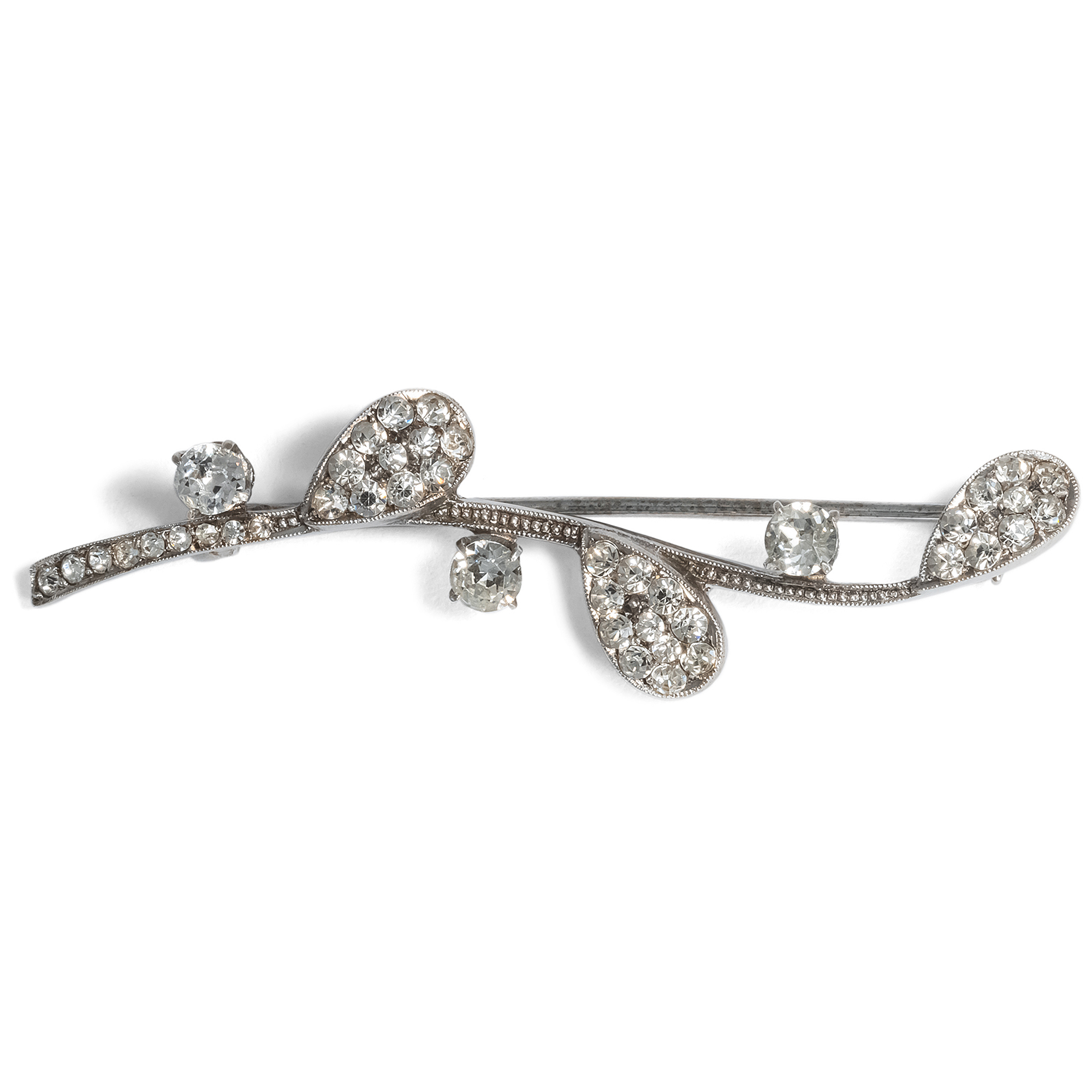 Midcentury Brooch made of Silver & Rhinestones, Theodor Fahrner 1960s