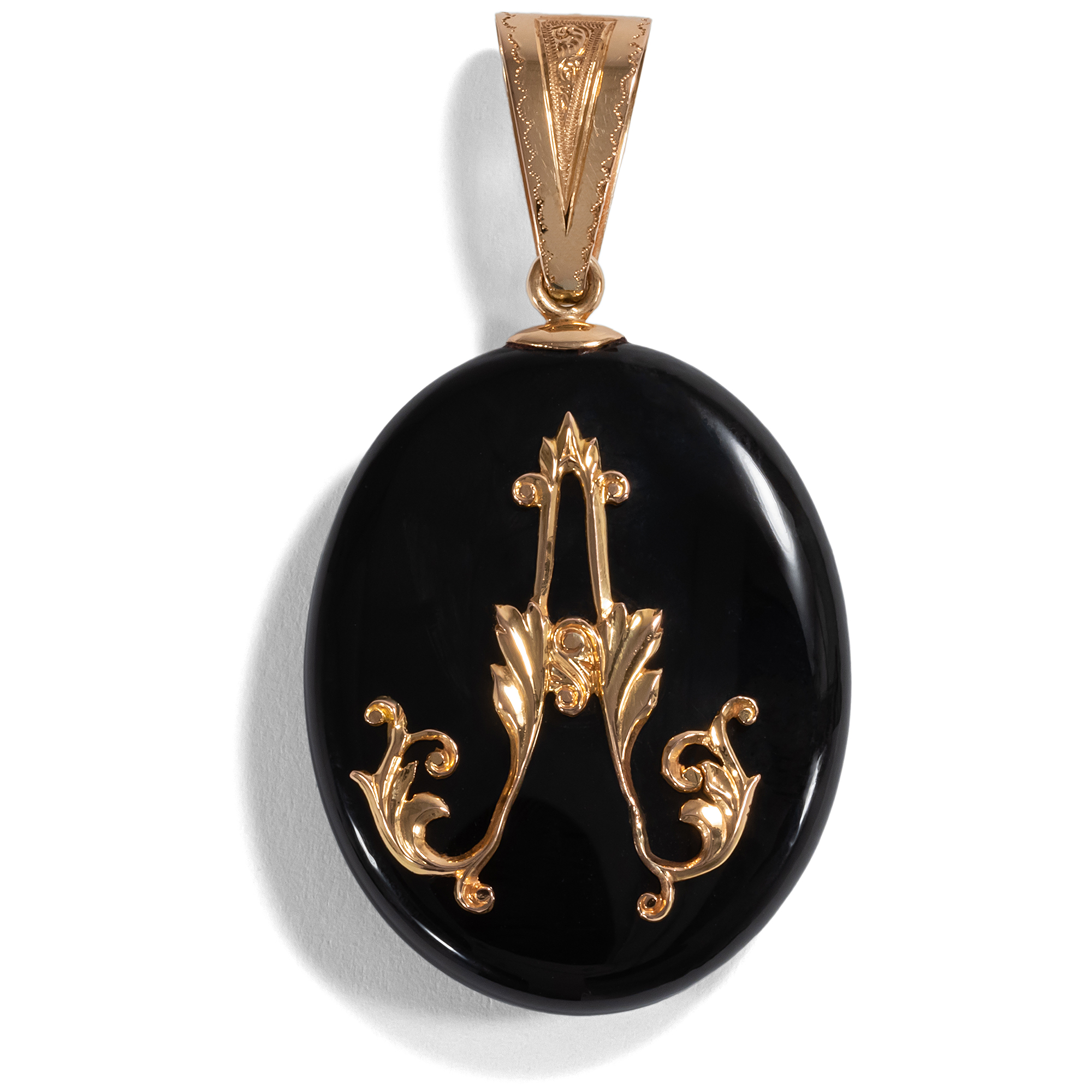 Antique Onyx & Gold Locket Pendant, Circa 1875