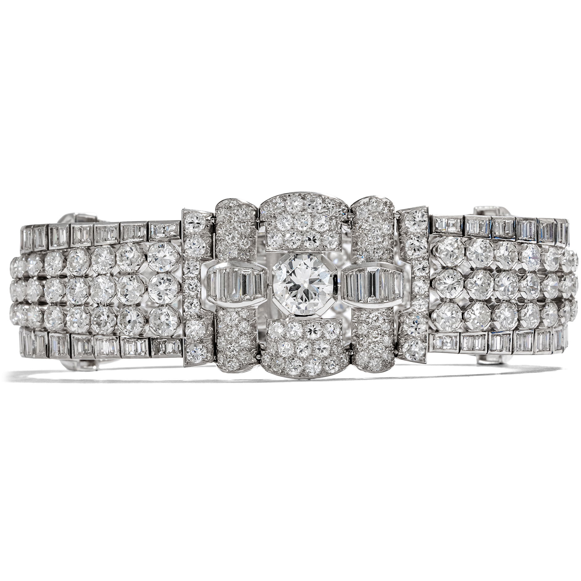 Precious Art Déco Diamond Bracelet in Platinum, 1930s