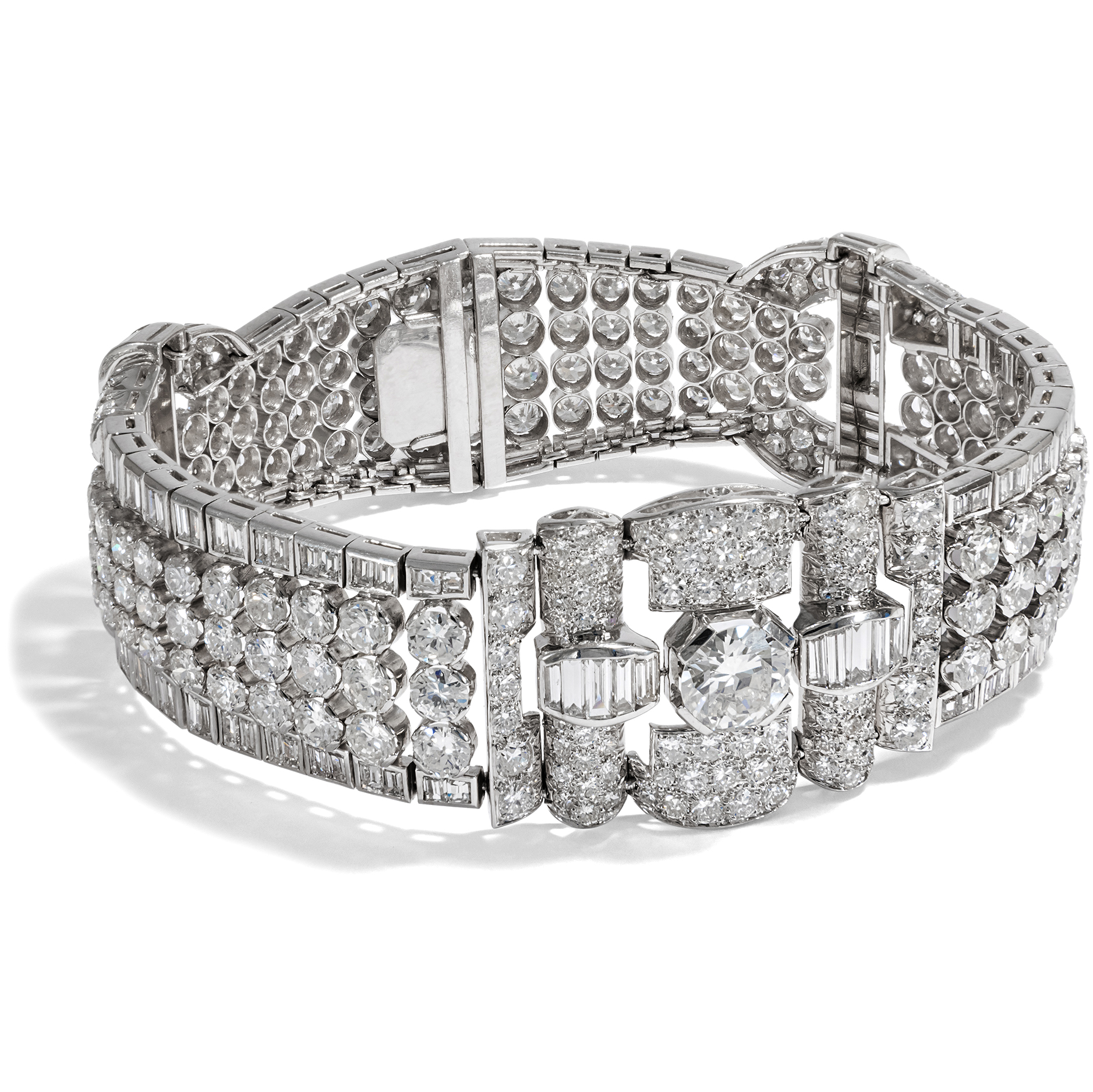 Precious Art Déco Diamond Bracelet in Platinum, 1930s