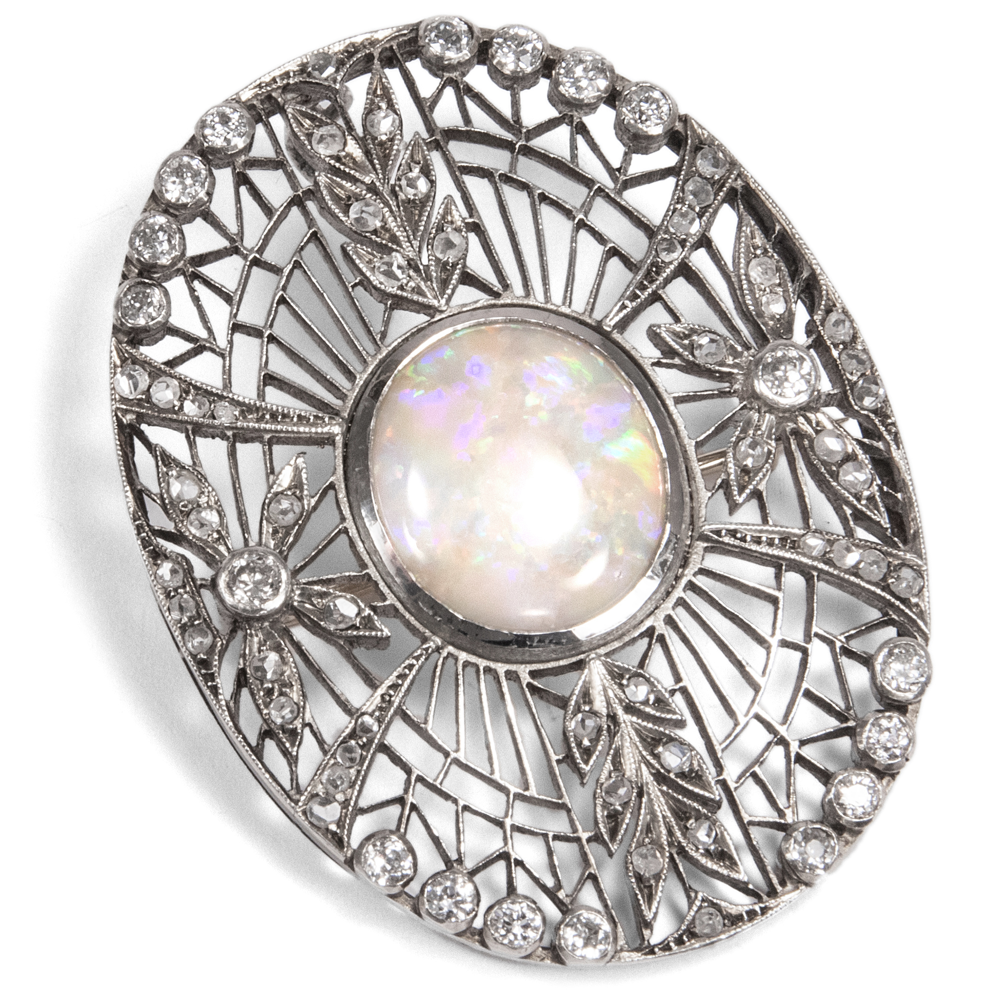 Large Pendant/Brooch With Opal & Diamonds, Circa 1910