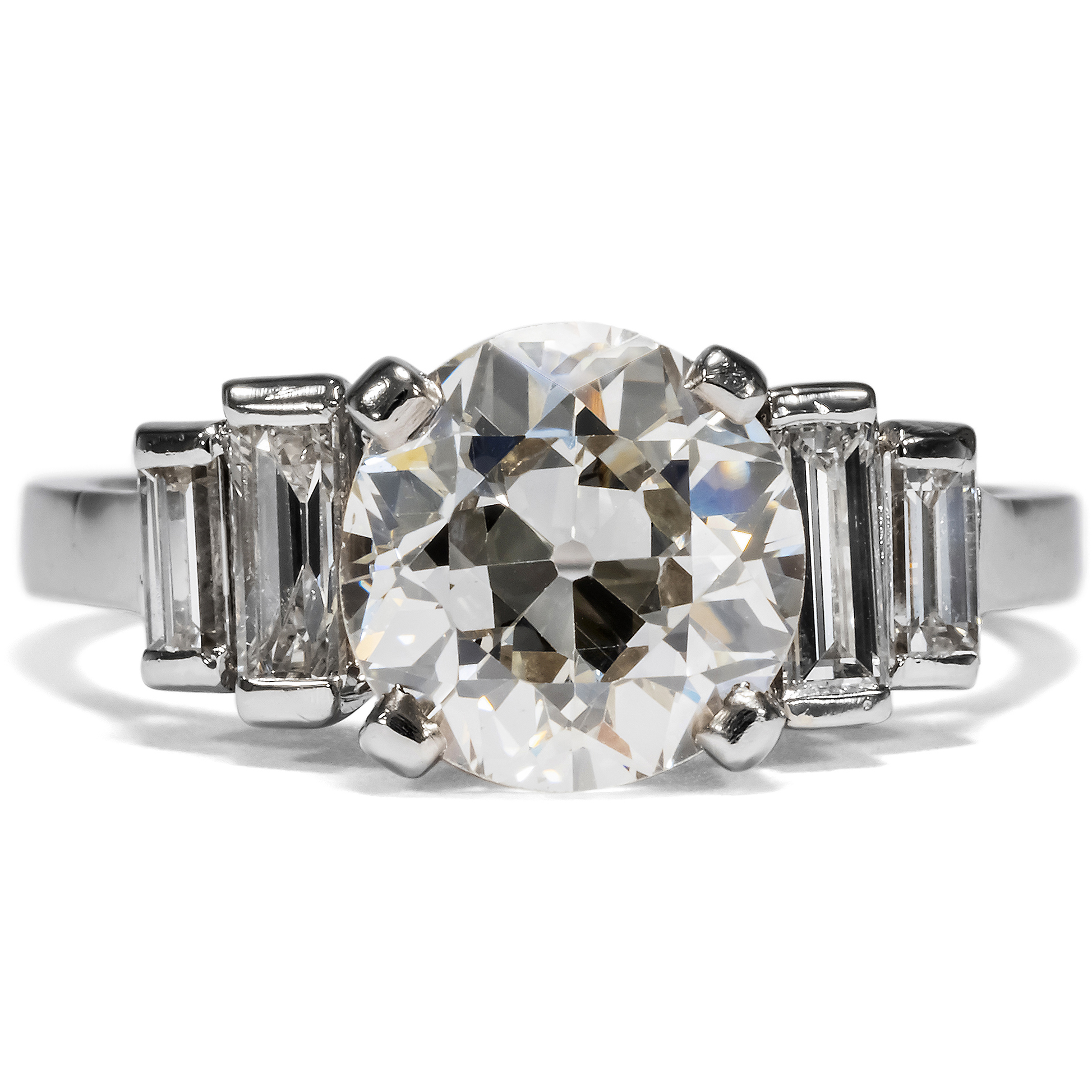 Zeitloser Platinring mit 2,15 ct Altschliff-Diamant, Art Deco um 1930