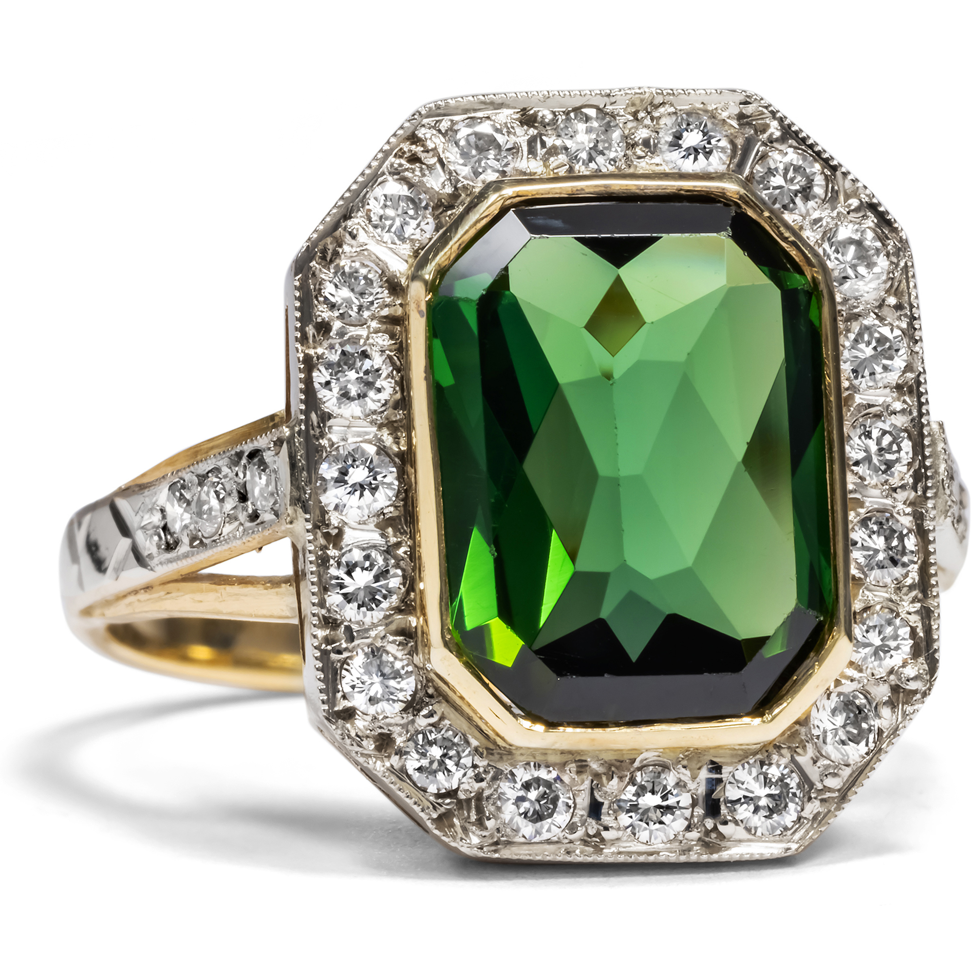 Luxuriöser vintage Ring mit Turmalin & Diamanten, um 1980