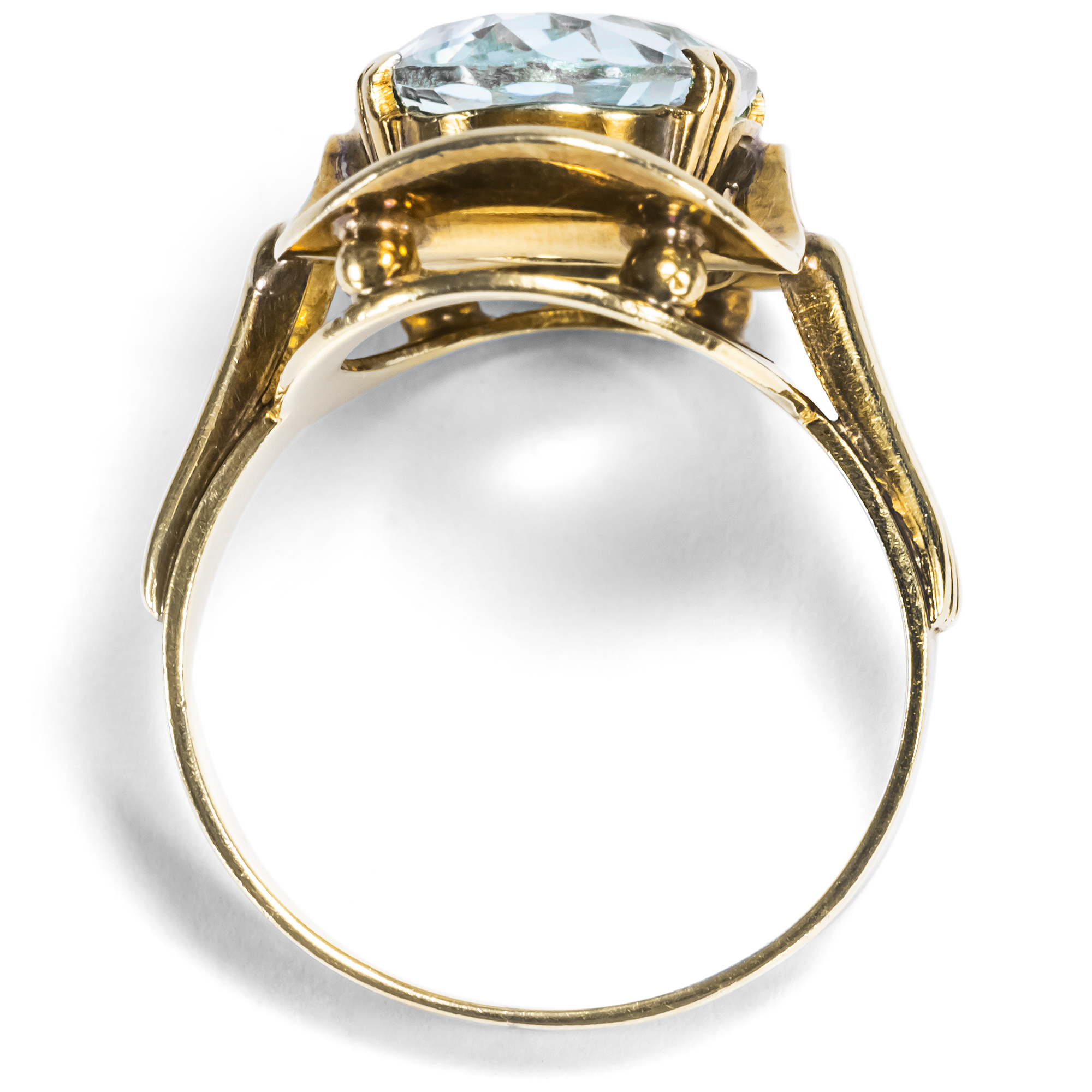 Ausdrucksstarker Aquamarin Ring im Retro Style um 1950