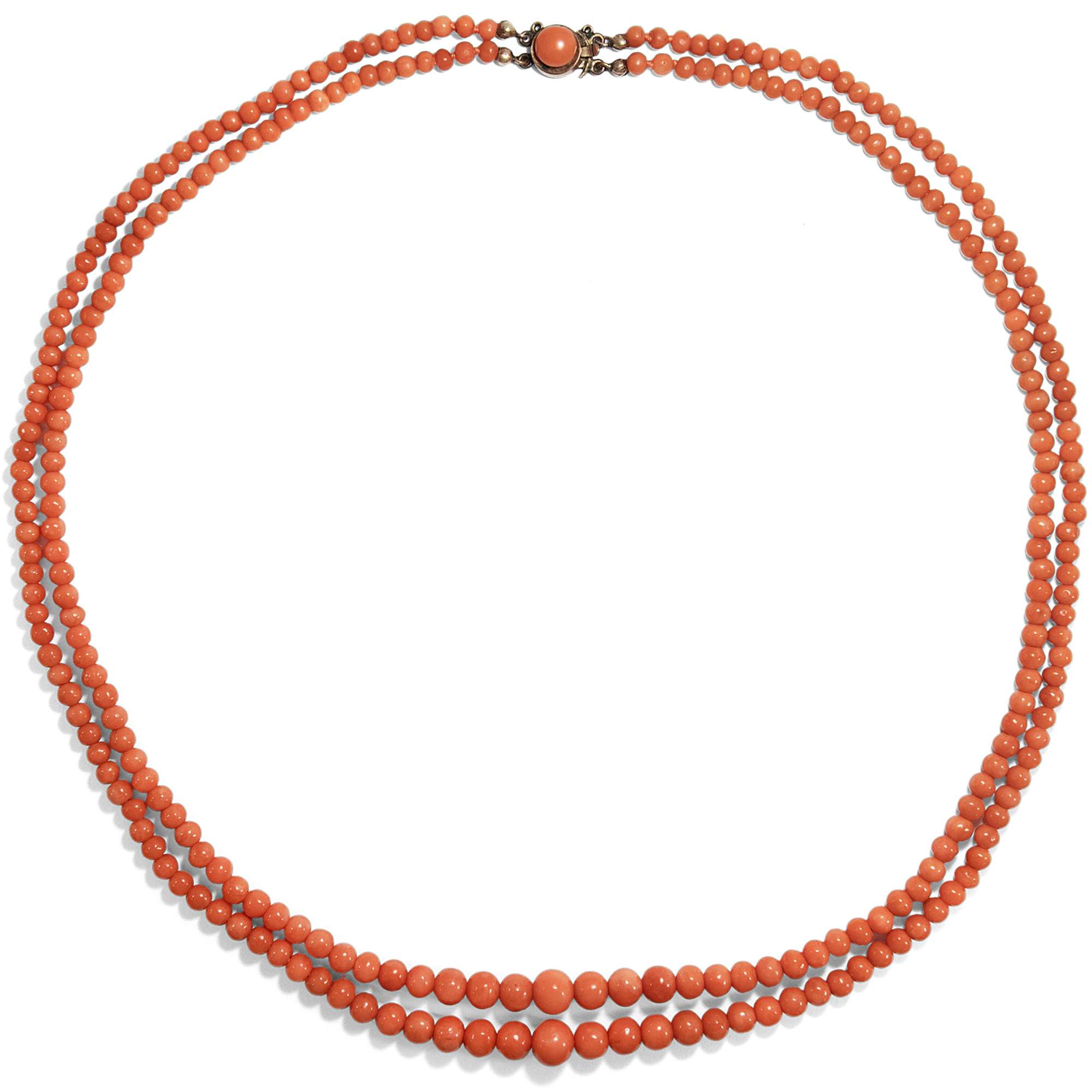 Antique Coral Necklace in Two Rows, Italy circa 1900