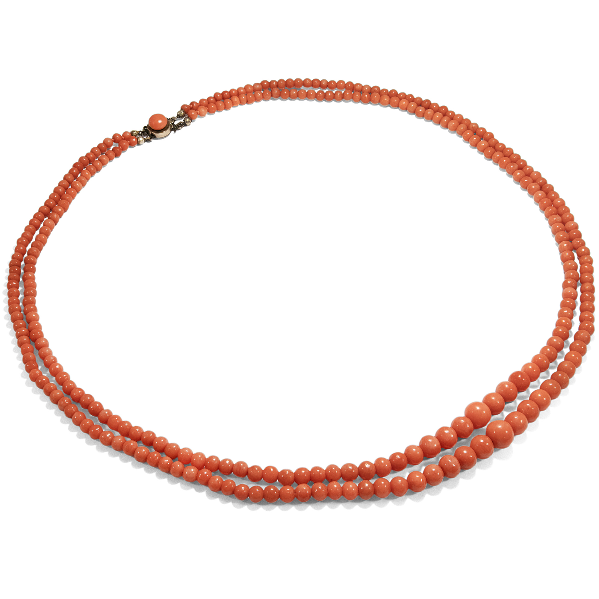 Antique Coral Necklace in Two Rows, Italy circa 1900