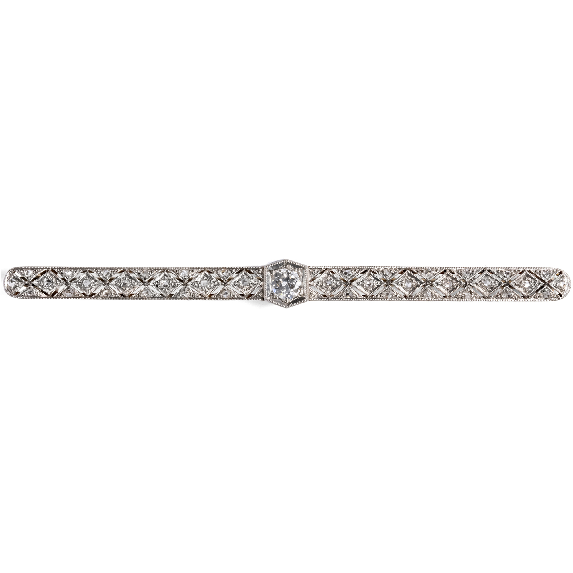 Antique Art Deco Bar Brooch with 0.88 ct Diamonds, circa 1925