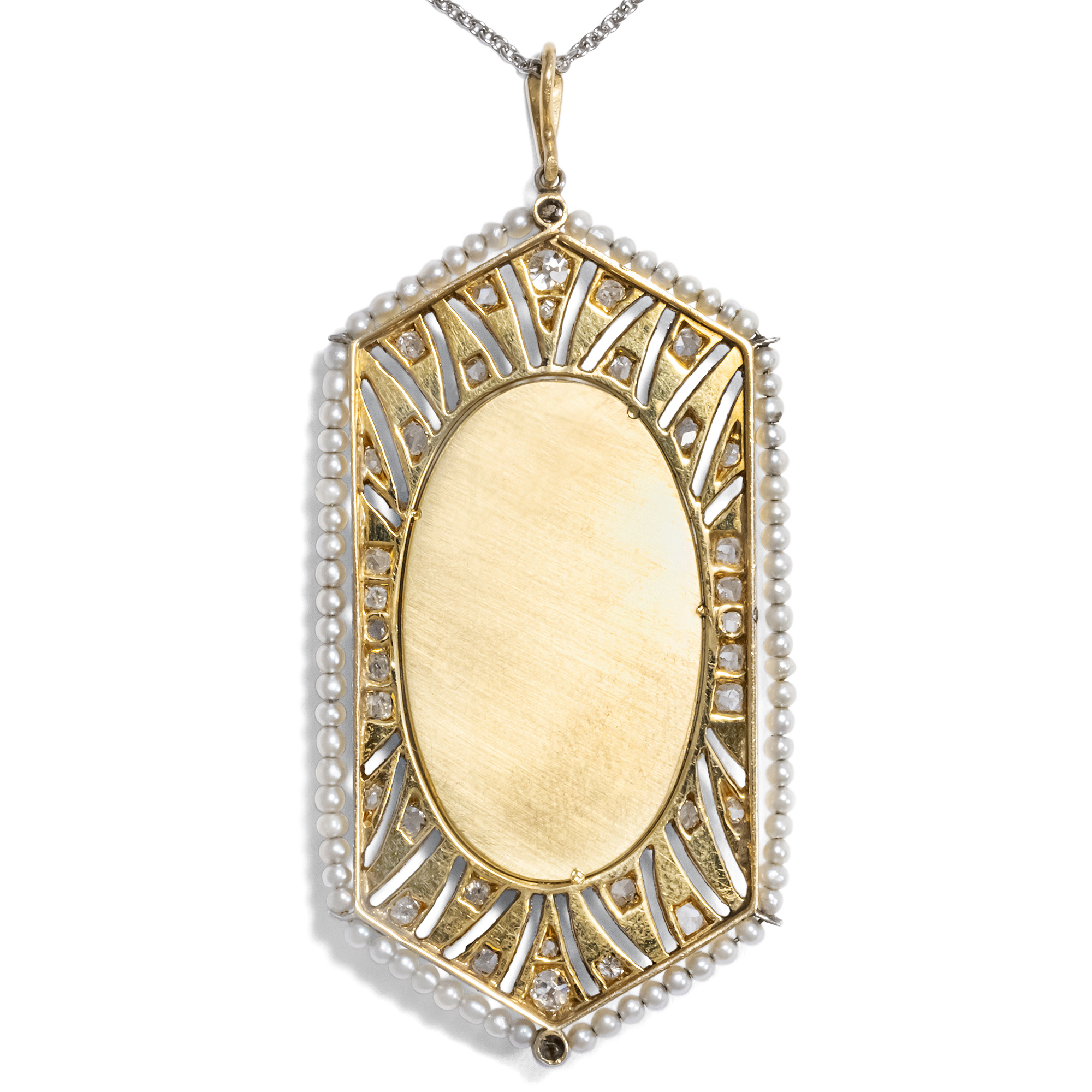 Salvaged Vintage Opal Pendant Necklace in Silver and Gold - Salvaged