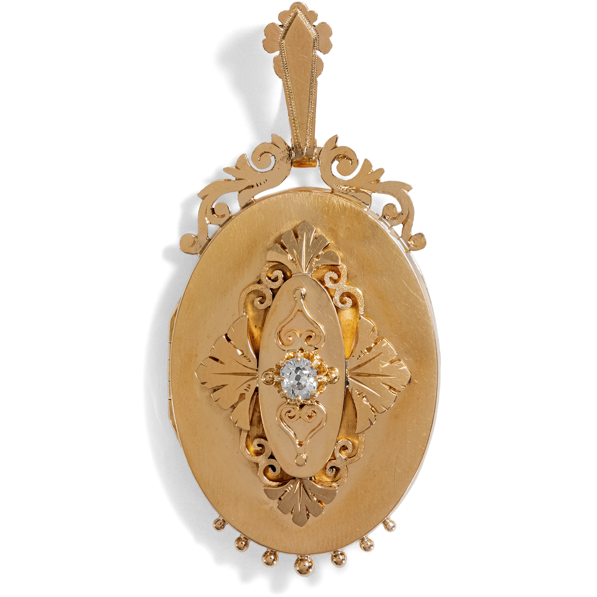 Precious Antique Locket Pendant With 0.30 ct Diamond In Gold, Paris Circa 1870