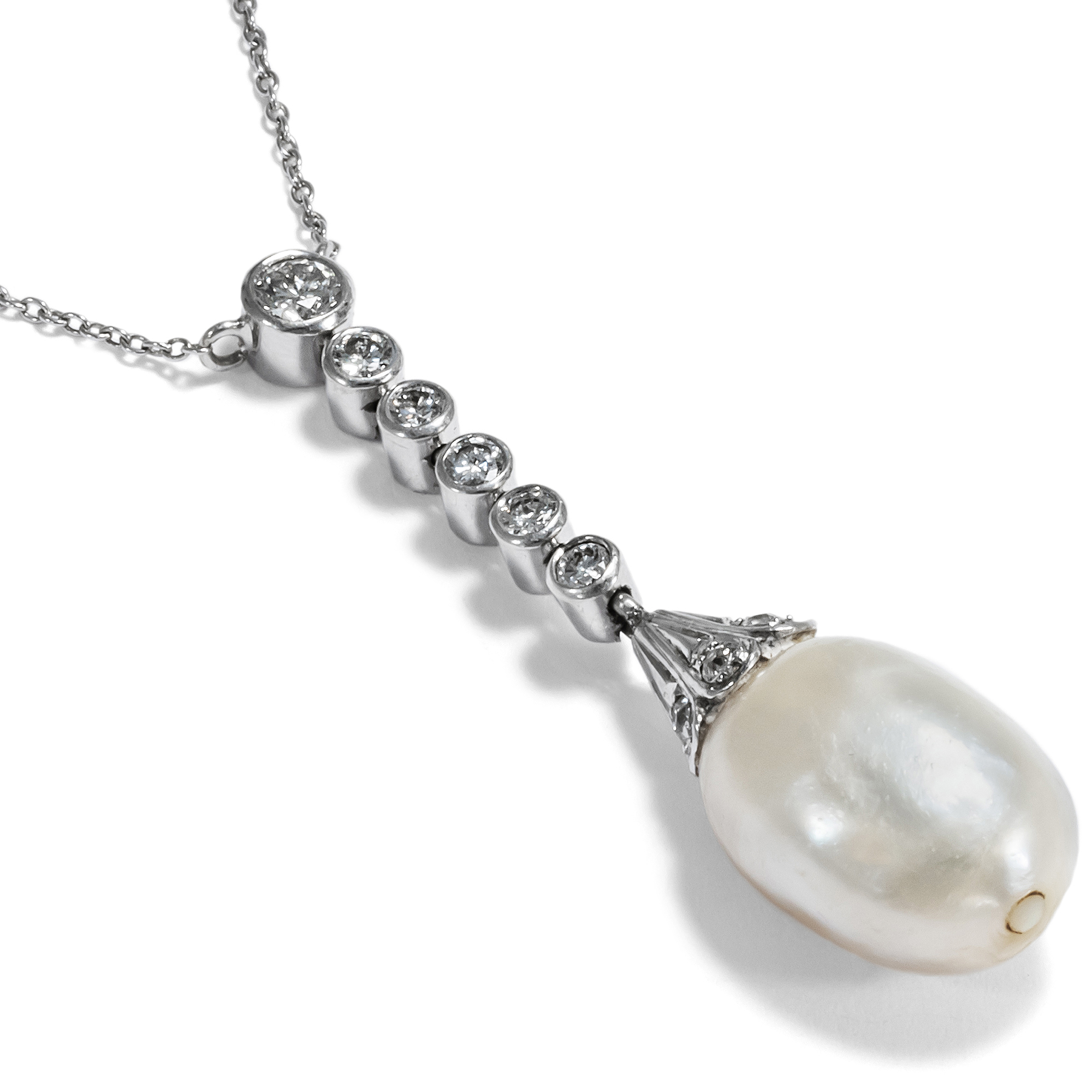 Precious Drop Necklace with Natural Pearl & Diamonds, circa 1920 & later