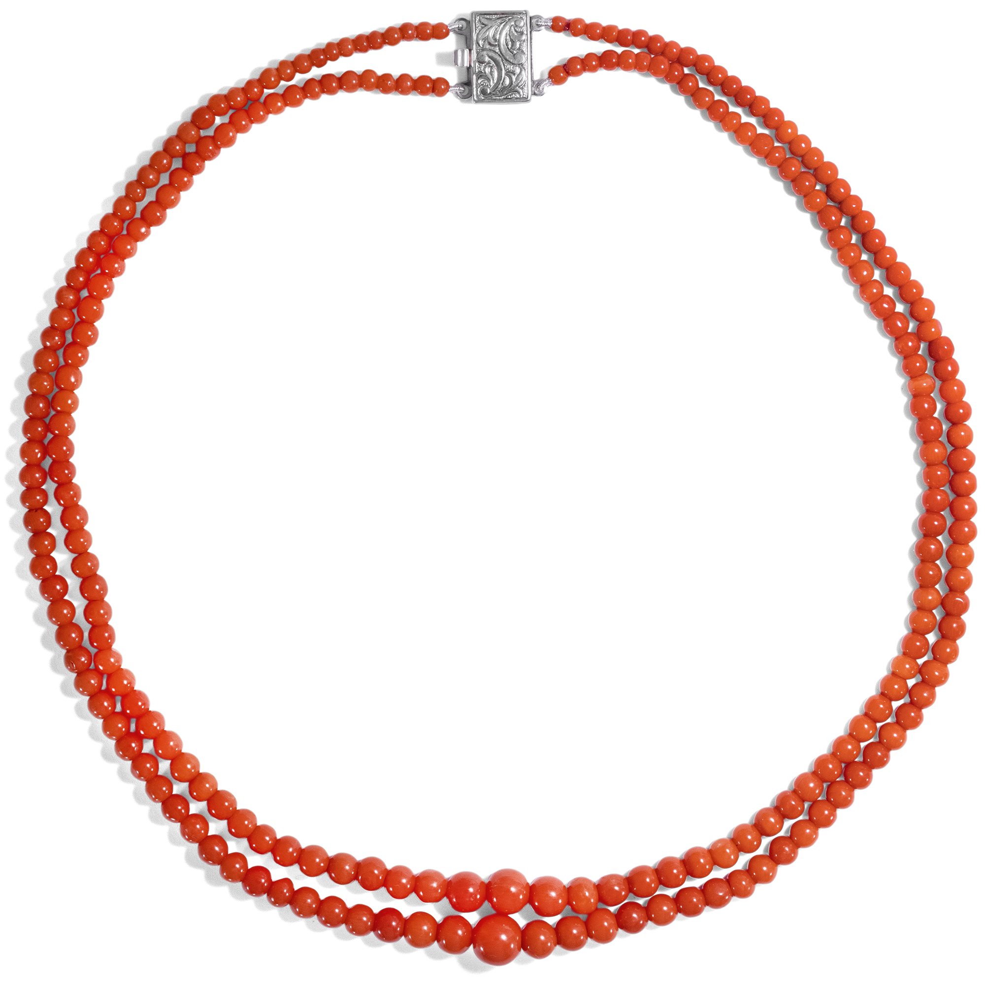 Vintage Mediterranean Coral Necklace in Two Rows, 1950s