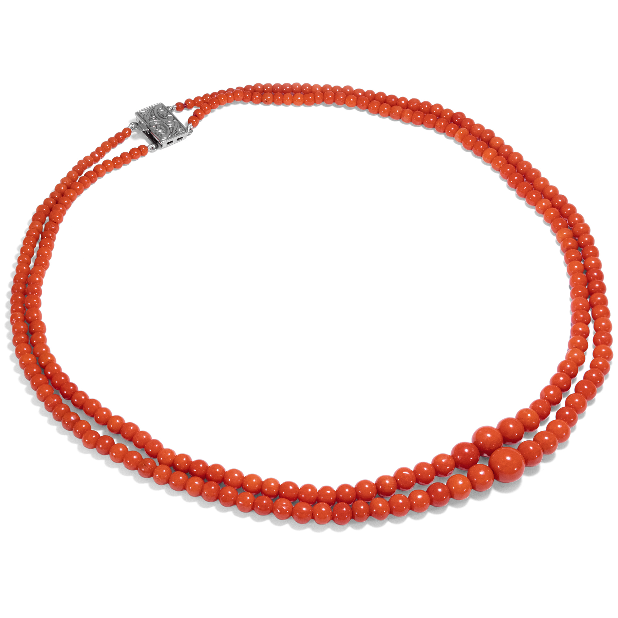 Vintage Mediterranean Coral Necklace in Two Rows, 1950s