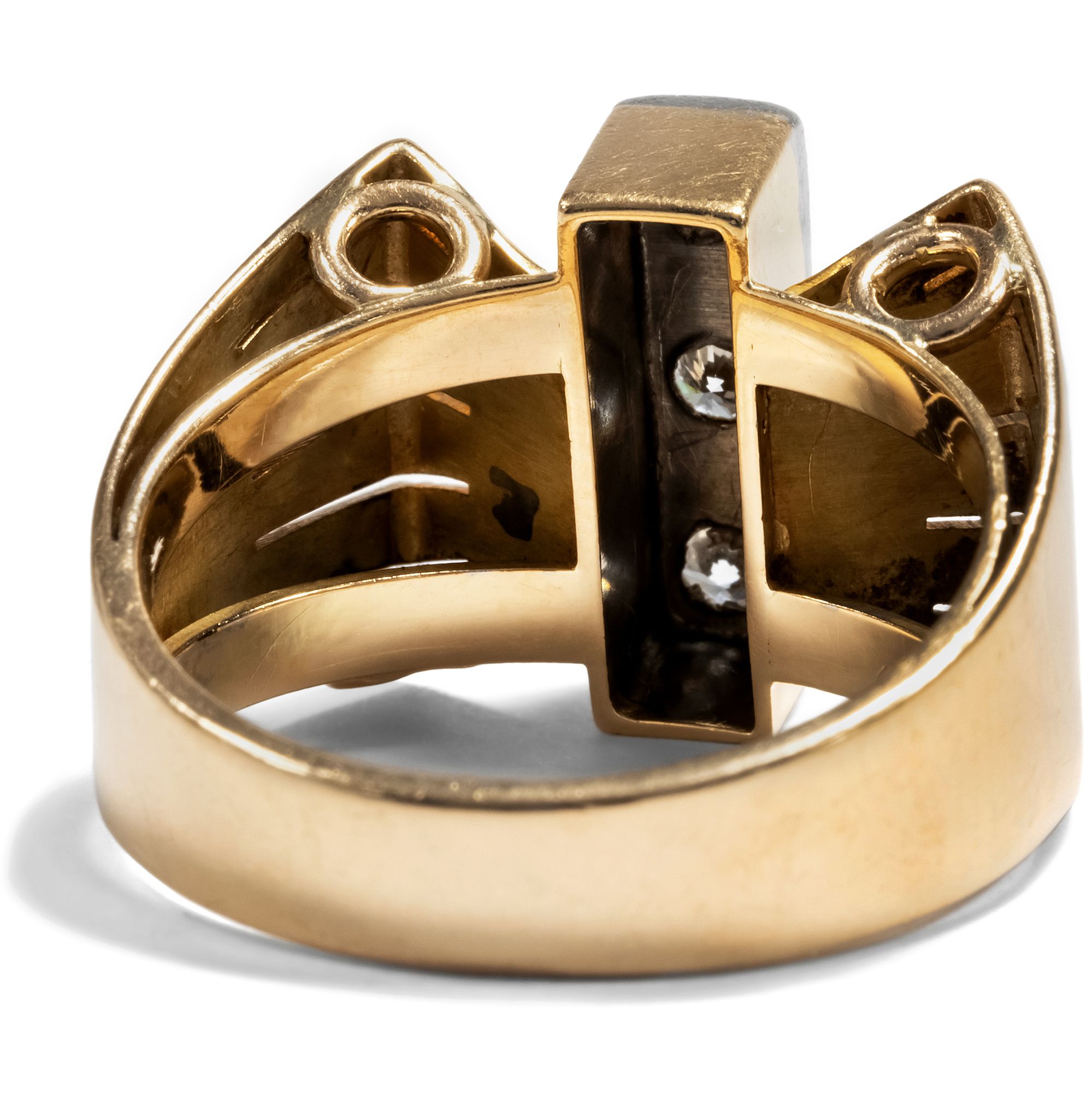 Expressiver „Retro Style“-Ring mit Diamanten in Gold, Deutschland um 1950 Expressiver „Retro Style“-Ring mit Diamanten in Gold, Deutschland um 1950