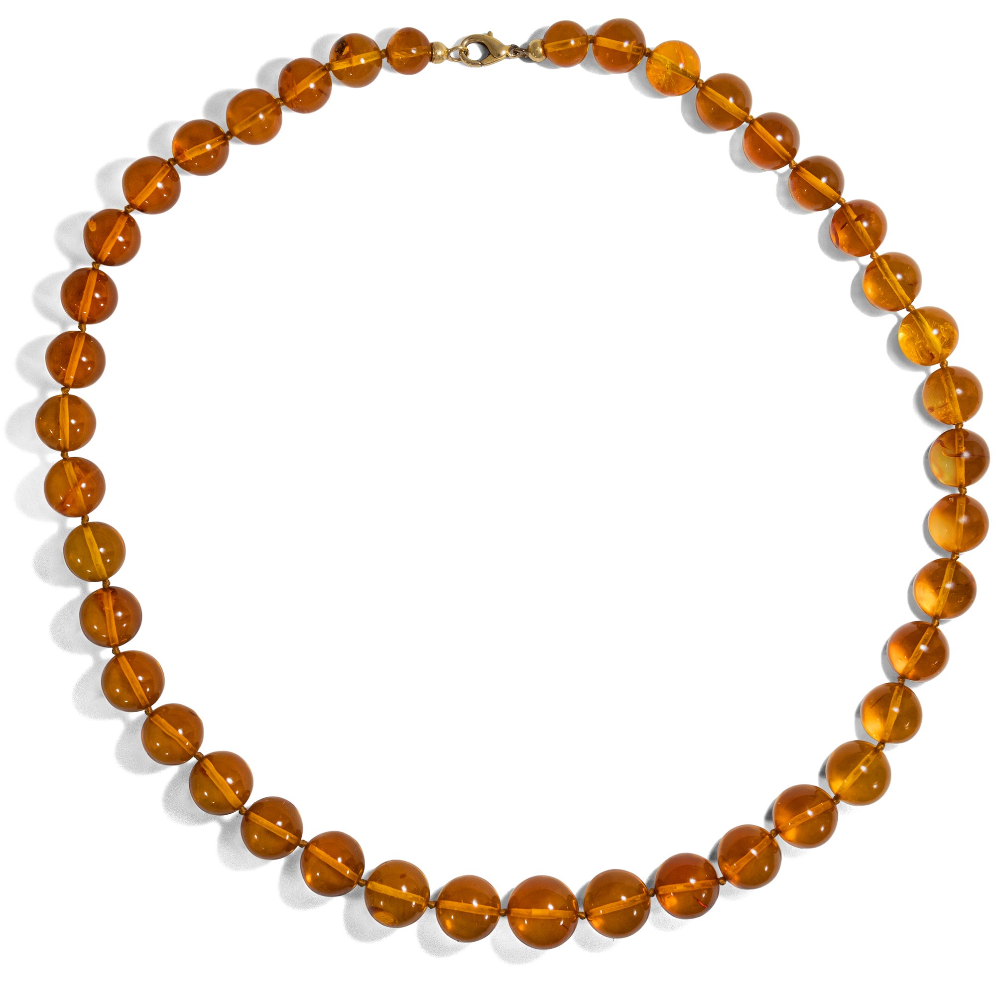 Cognac Time Vintage Necklace Of Clear Amber Beads Around