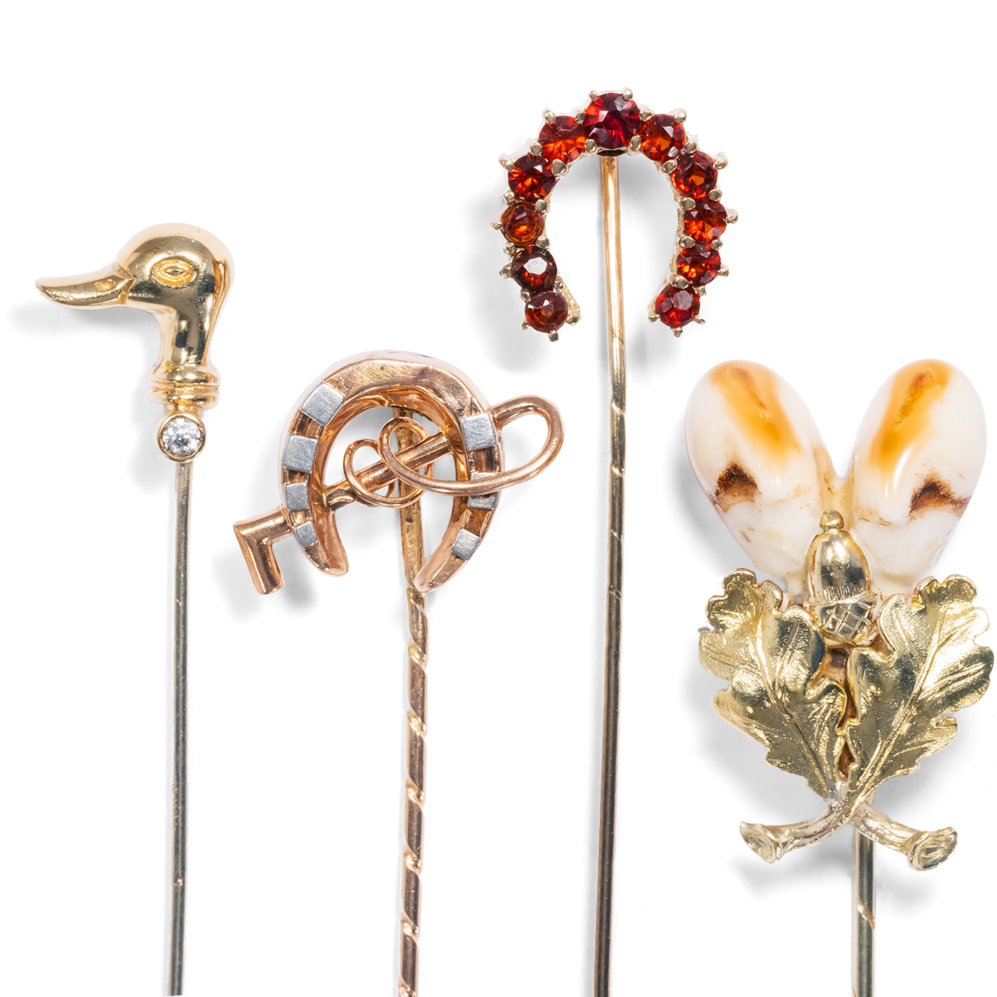 Four Lapel Pins with Hunting Motifs, ca. 1900 to 1980