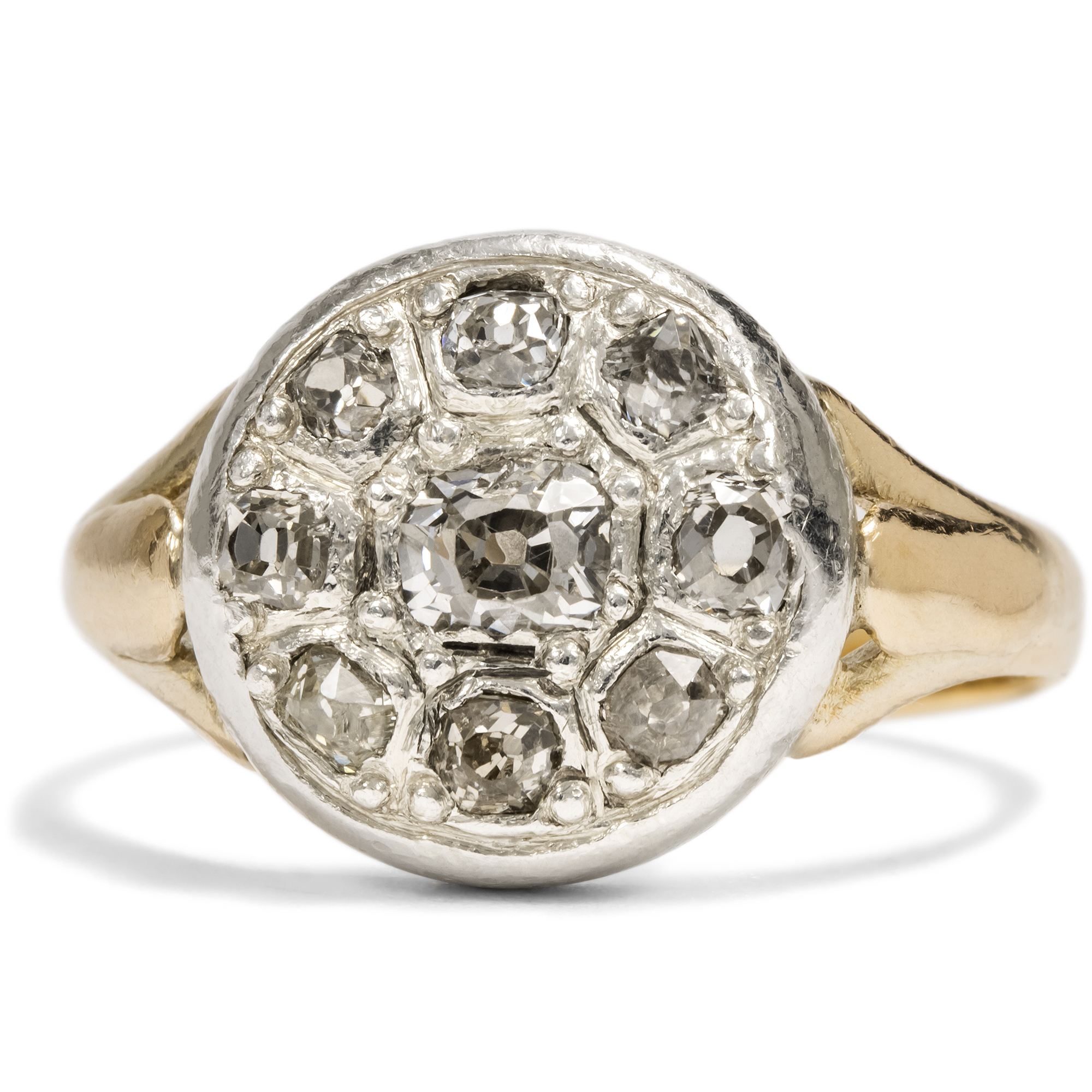 Antiker Ring aus Gold & Silber mit antiken Diamanten, um 1850 & später Antiker Ring aus Gold & Silber mit antiken Diamanten, um 1850 & später