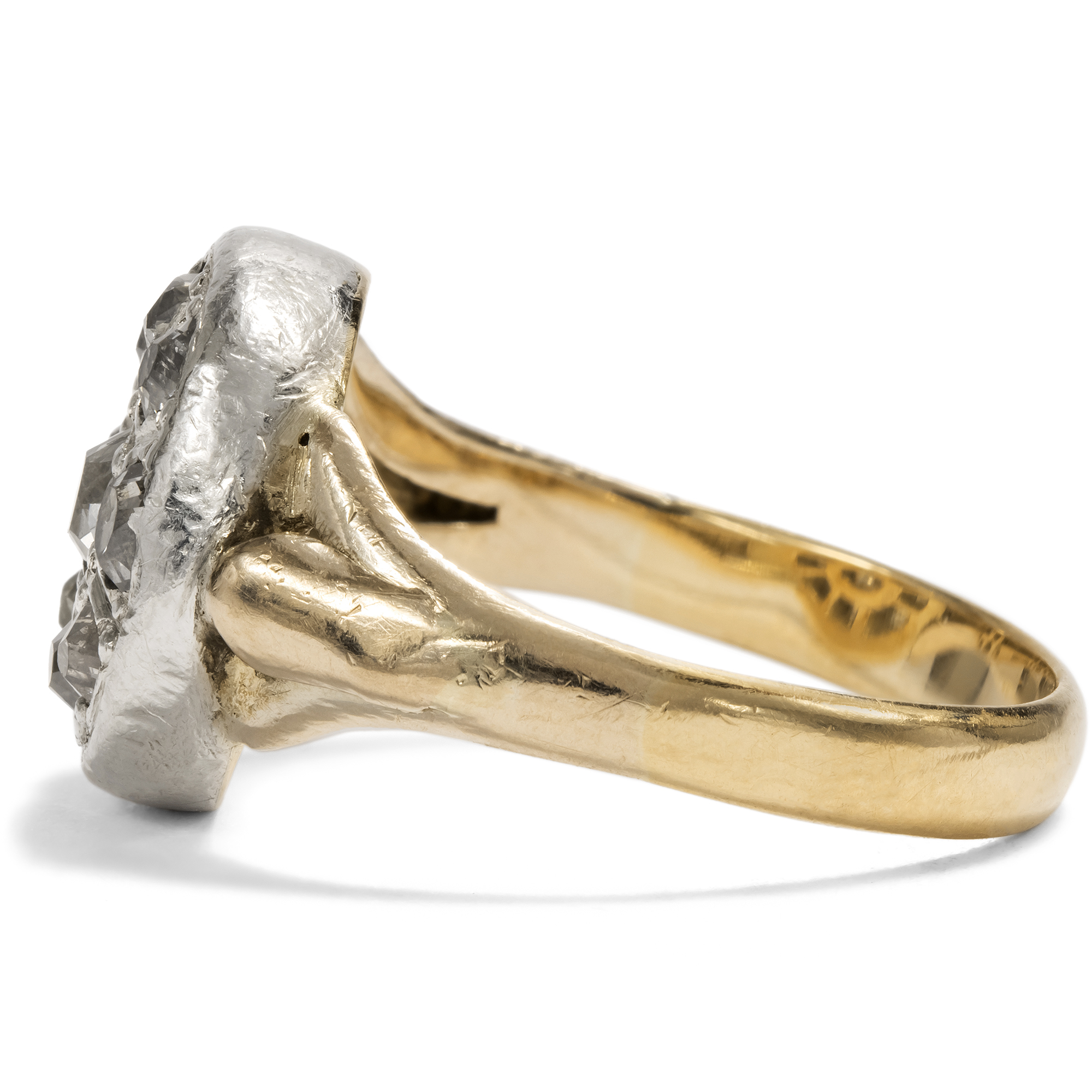 Antiker Ring aus Gold & Silber mit antiken Diamanten, um 1850 & später Antiker Ring aus Gold & Silber mit antiken Diamanten, um 1850 & später