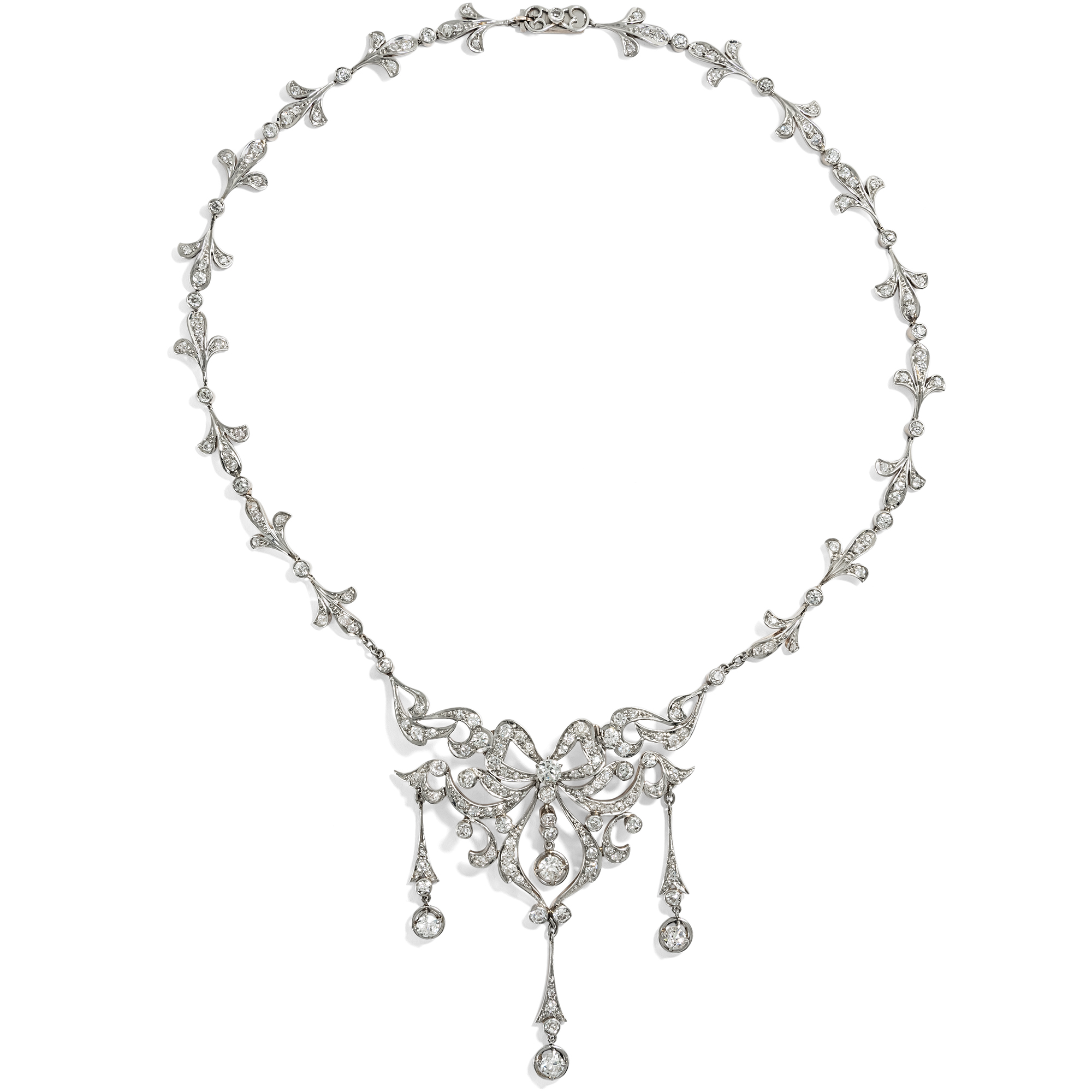 Antikes Diamant-Collier im „Garland Style“ aus Platin auf Gold, um 1910