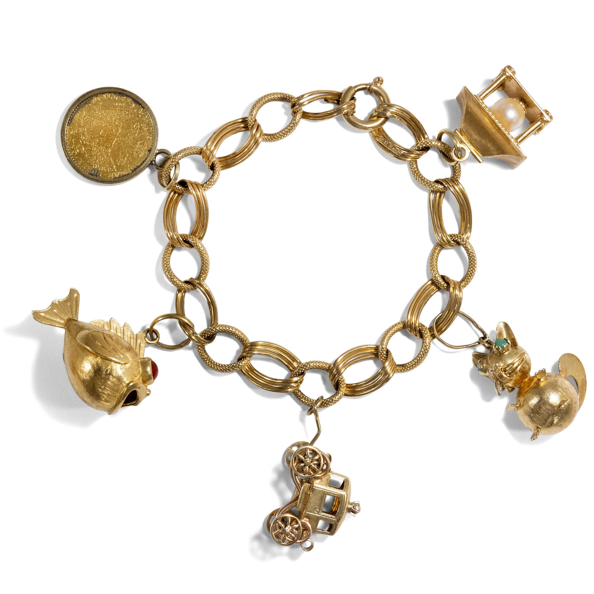 Lucky Charms • Funny Collectible Gold Bracelet With Five Pendants ...