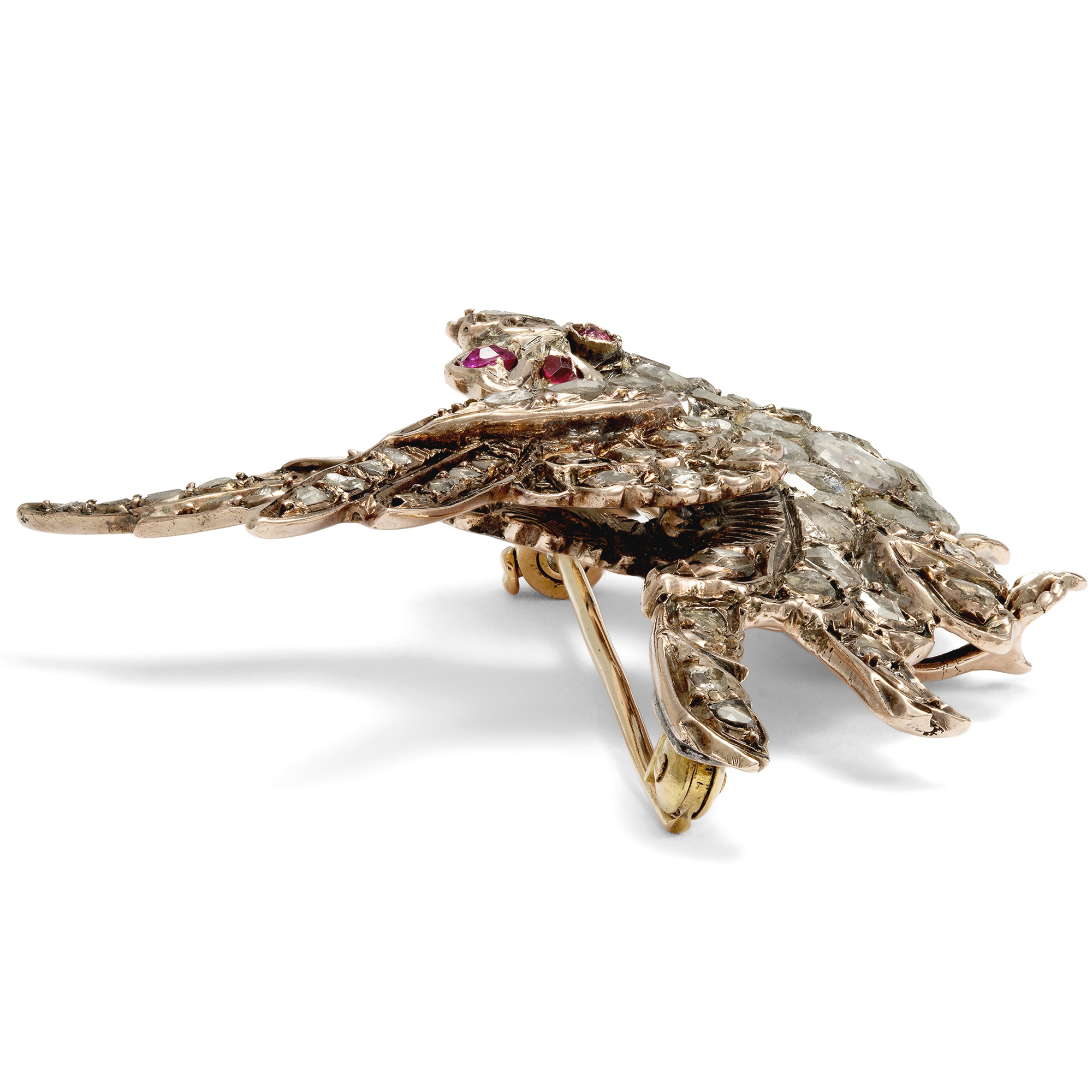 Prächtige Vogel-Brosche mit Diamantrosen, Osmanisches Reich, Ende des 19. Jahrhunderts Prächtige Vogel-Brosche mit Diamantrosen, Osmanisches Reich, Ende des 19. Jahrhunderts