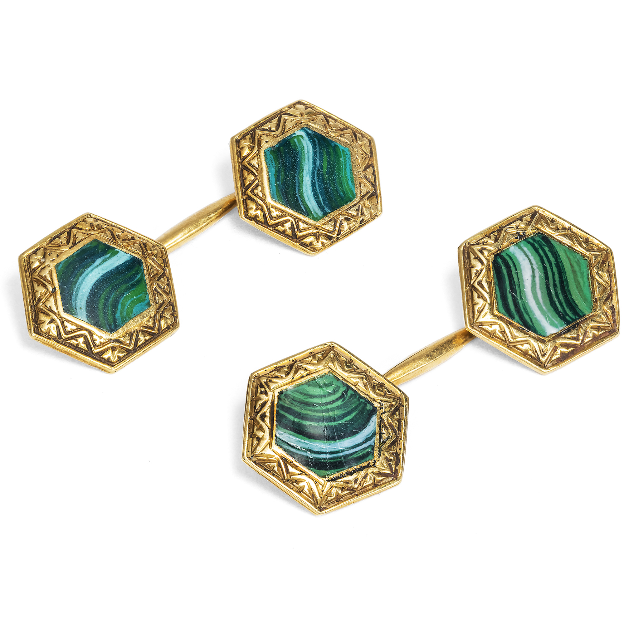 Unusual Gold and Enamel cufflinks, c. 1910