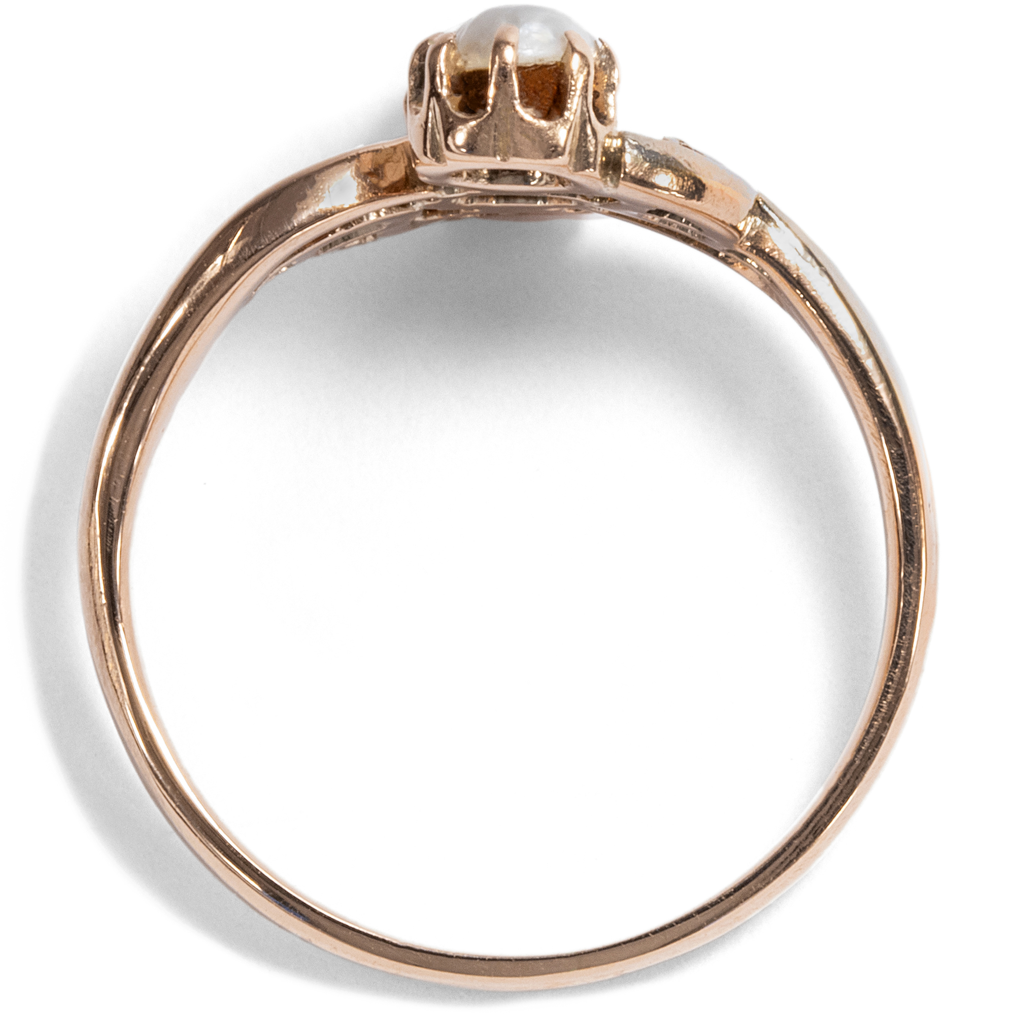 Delicate Antique Ring With Diamonds Pearls Circa 1900