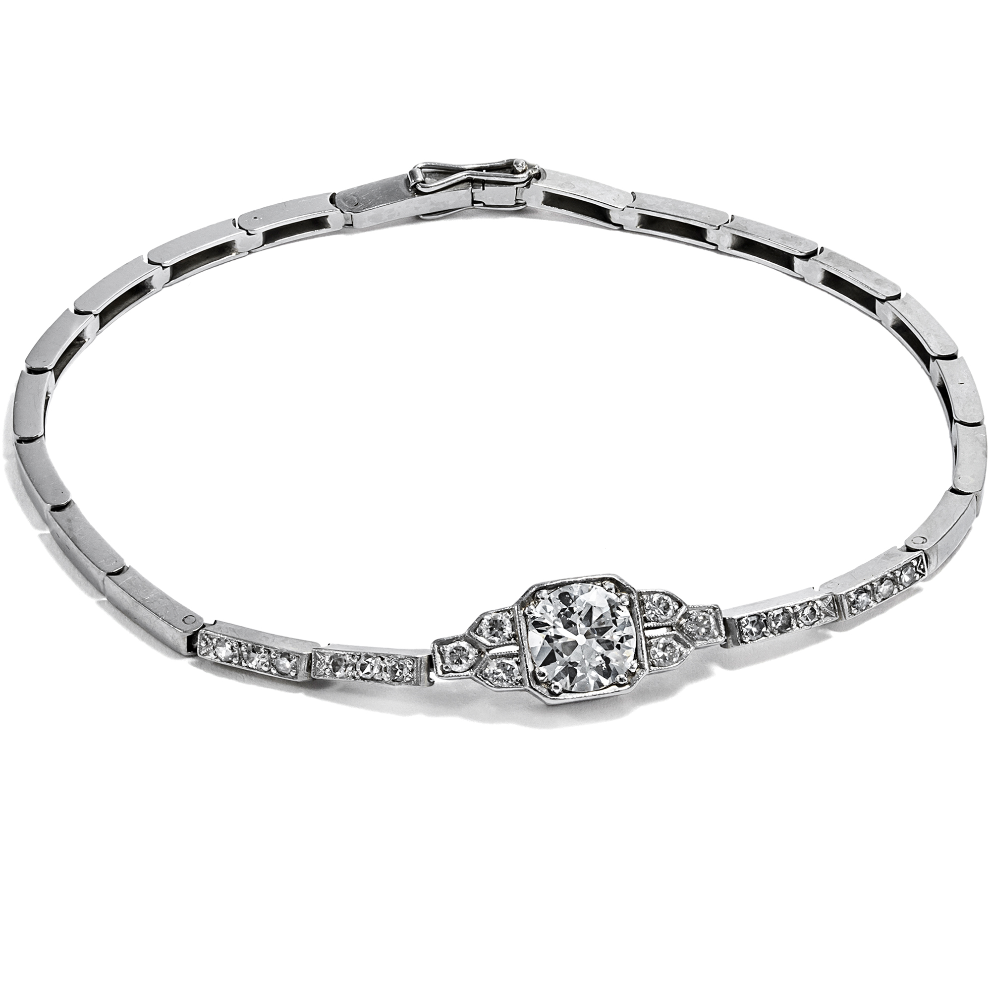 Elegant Art Deco Bracelet with Diamonds in Platinum, c. 1930