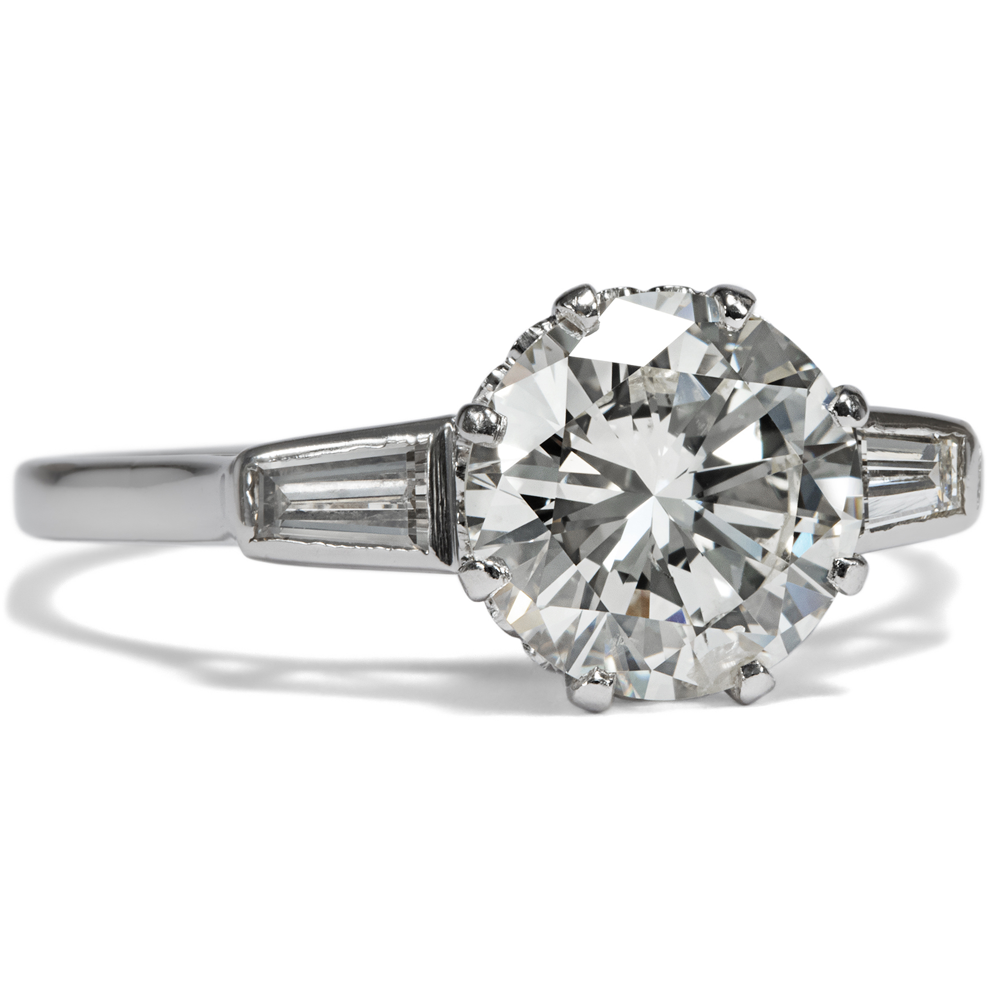 Vintage 2.46 ct Diamond Solitaire in White Gold, c. 1950