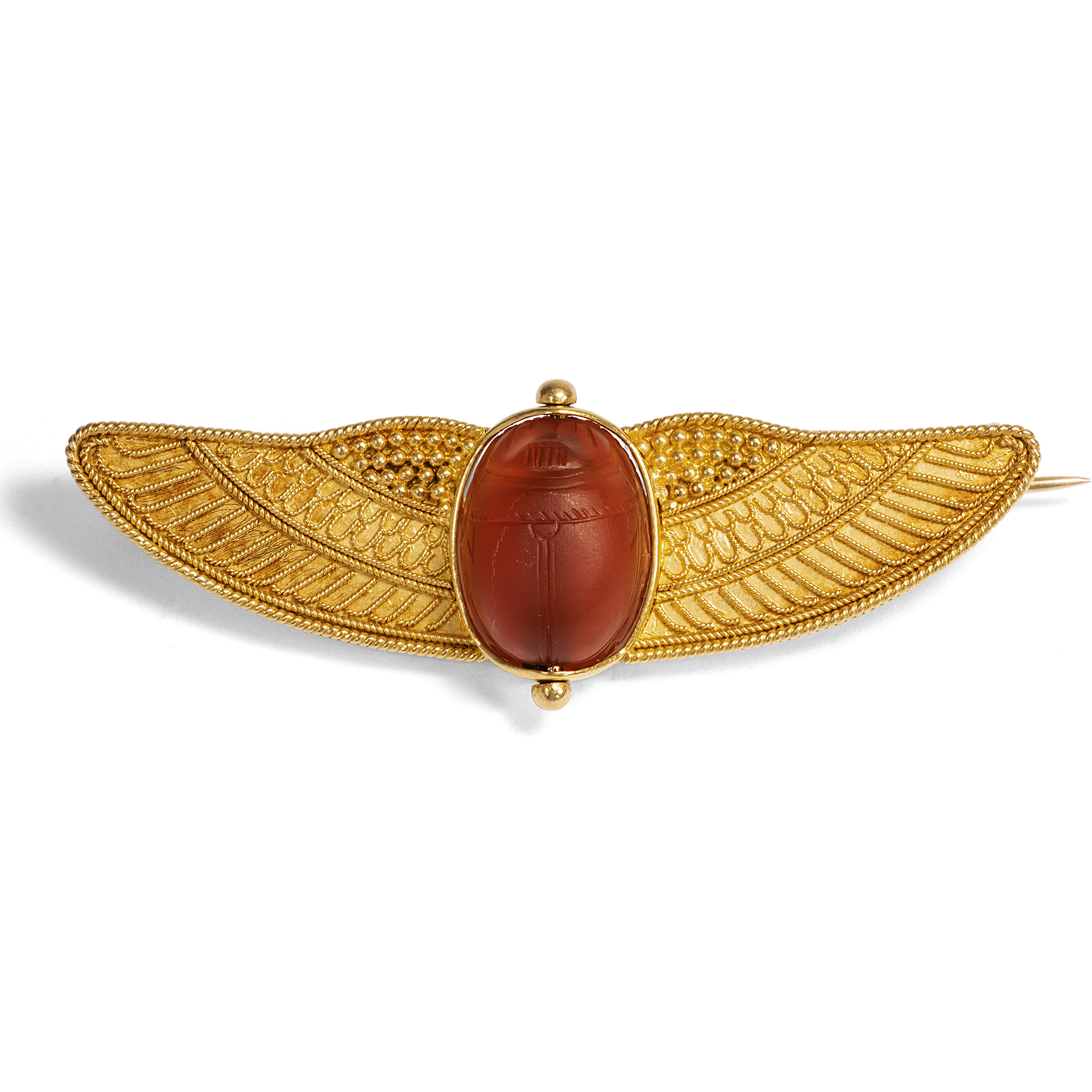 High Quality Brooch in Archaeological Style with Scarab in Gold, c. 1875