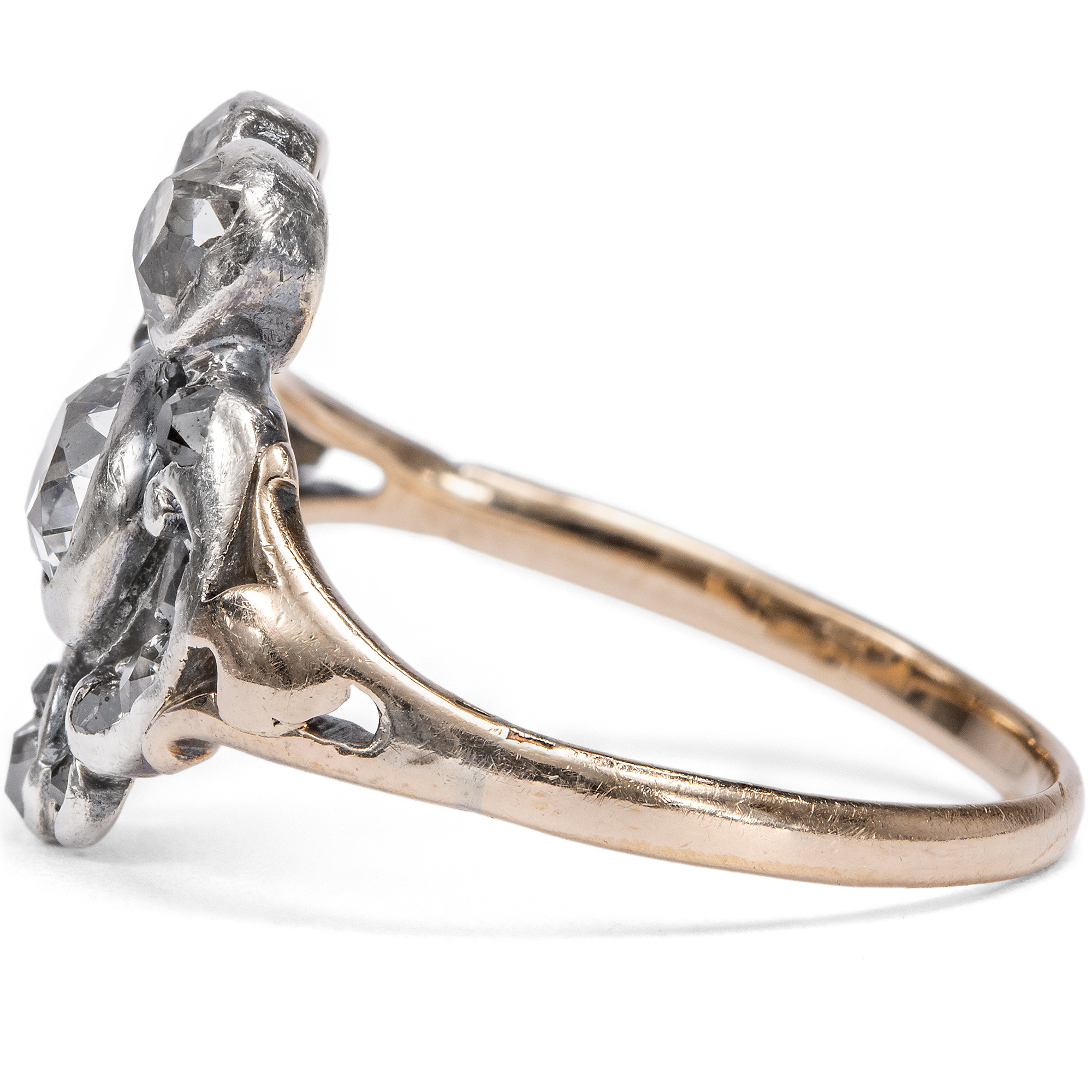 Antiker Diamantring des Rokoko aus Gold und Silber, um 1760 & später Antiker Diamantring des Rokoko aus Gold und Silber, um 1760 & später