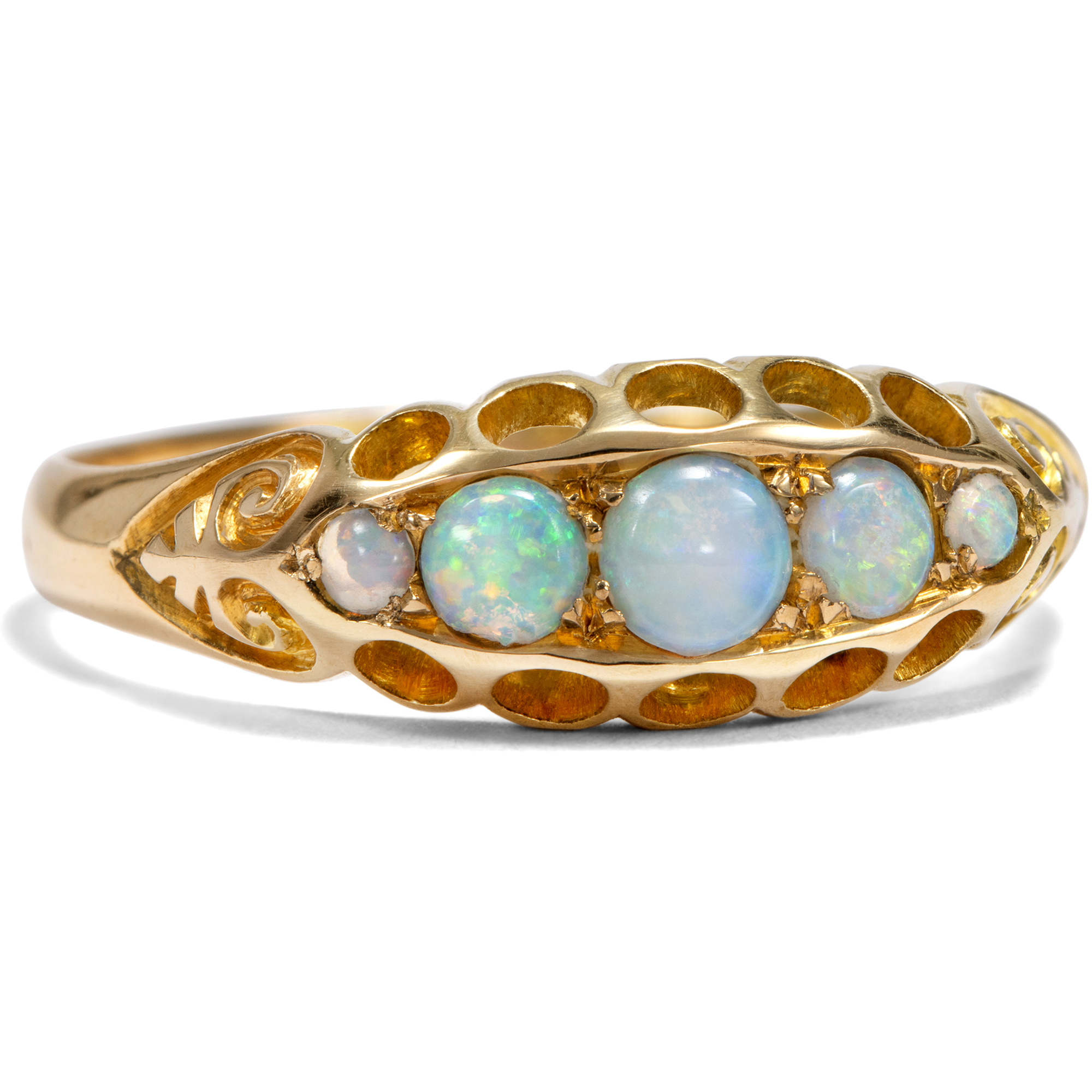 Antique Five-Stone Ring with Opals in Gold, Birmingham 1902