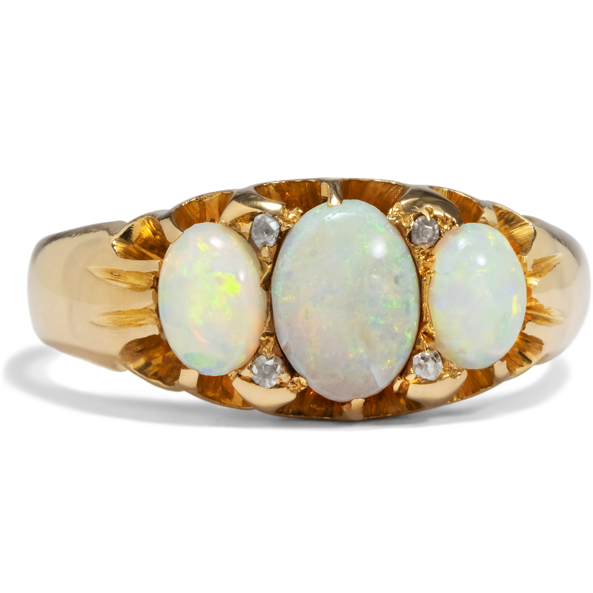 Antiker Opal- & Diamant-Ring aus Gold, datiert 1901