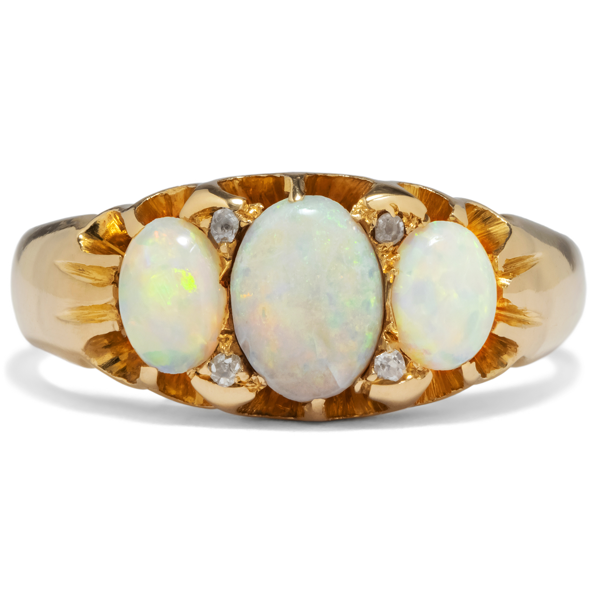 Antiker Opal- & Diamant-Ring aus Gold, datiert 1901