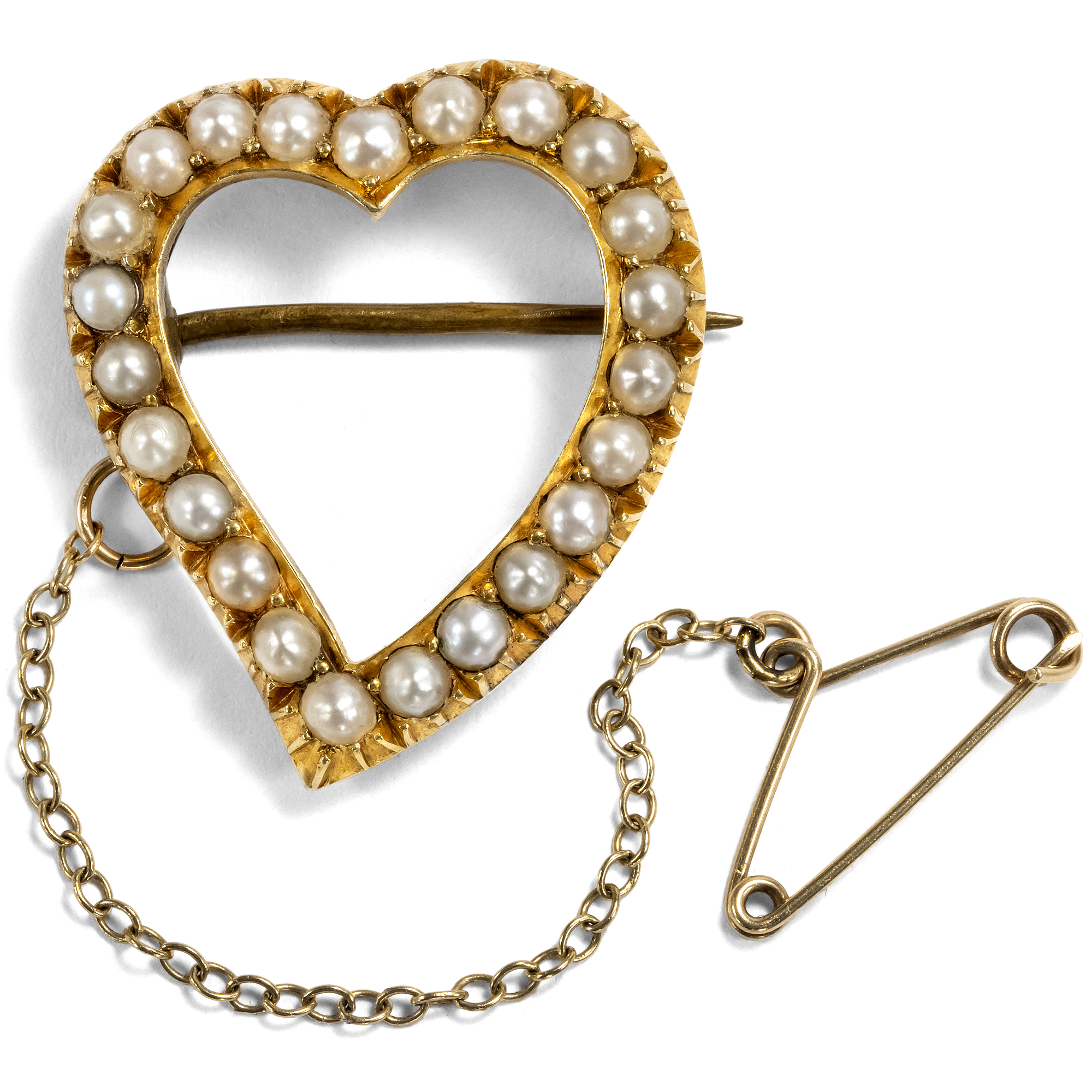 Victorian Brooch with Pearls in Gold, c. 1890