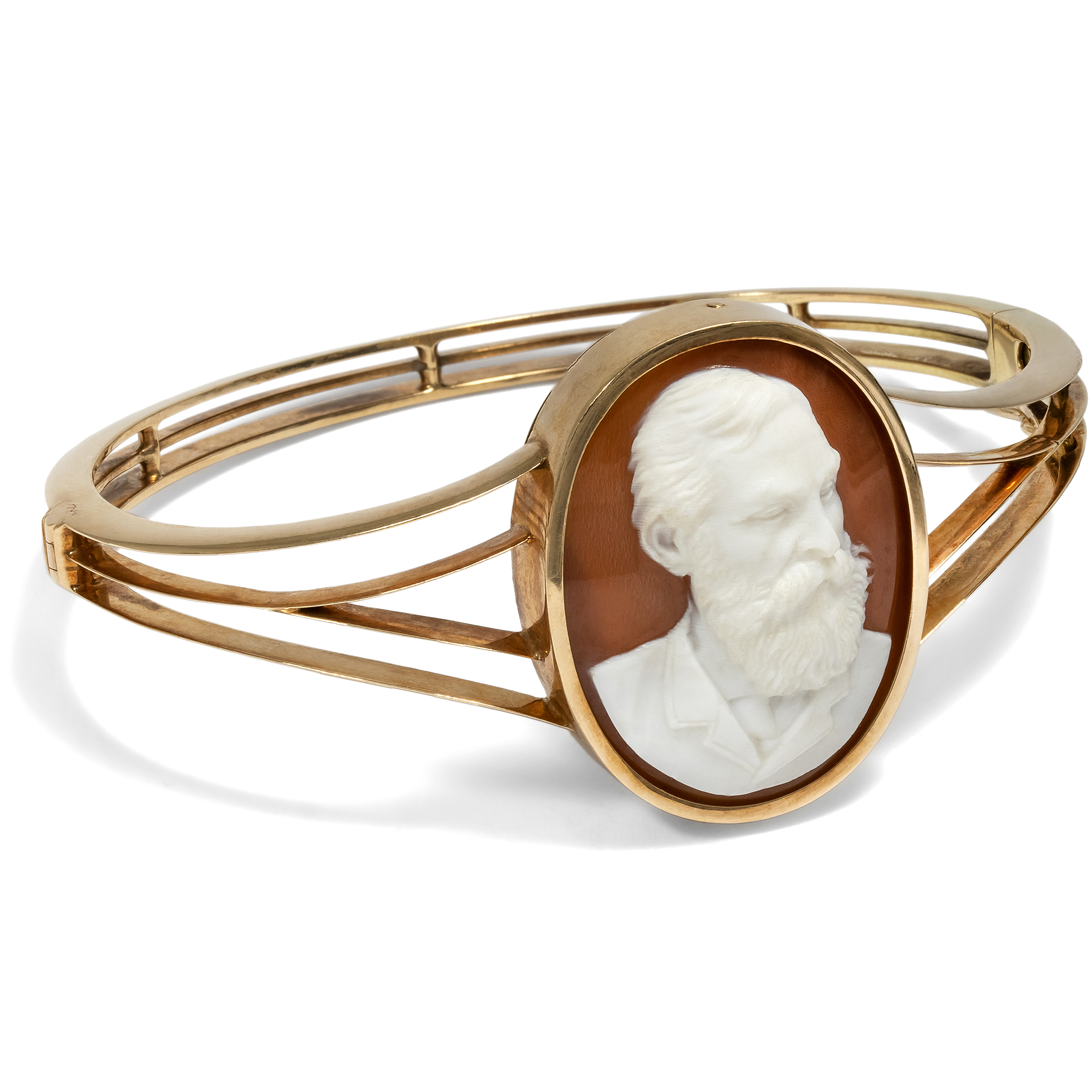 Victorian Gold Bangle with the Cameo of a Gentleman, Italy/Britain, c. 1880s