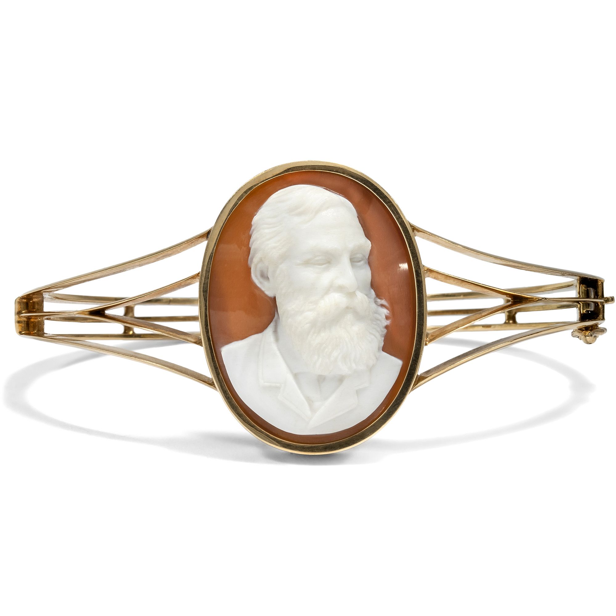 Victorian Gold Bangle with the Cameo of a Gentleman, Italy/Britain, c. 1880s