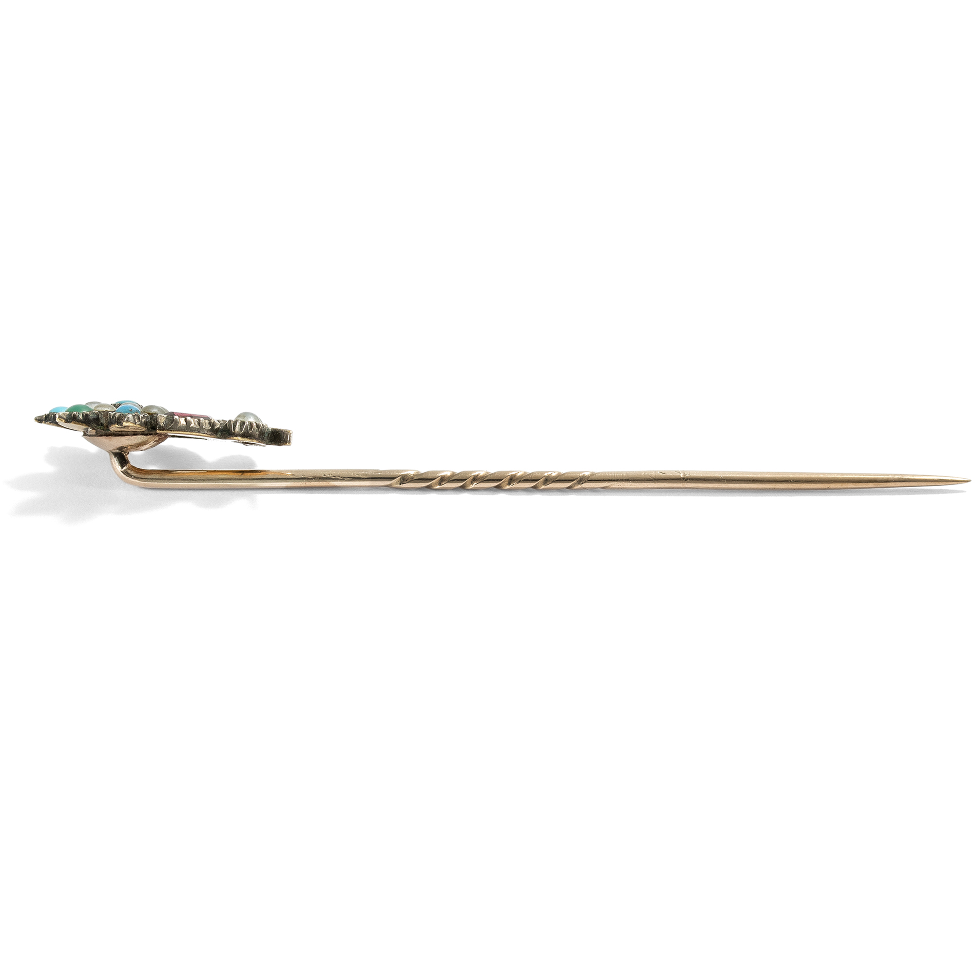 Farbenfrohe antike Anstecknadel des Georgian Revival, um 1890 Farbenfrohe antike Anstecknadel des Georgian Revival, um 1890
