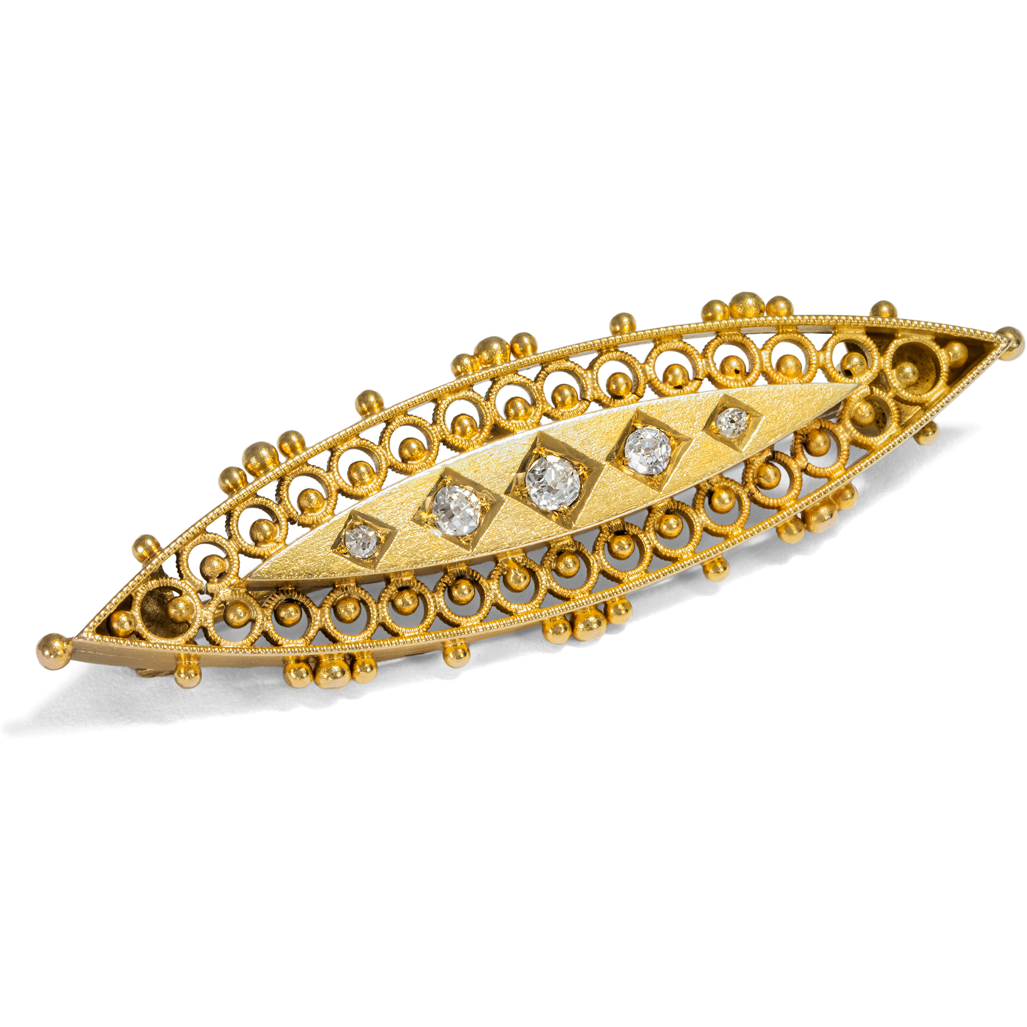 Magnificent Brooch of Historicism With Diamonds in Gold, Circa 1885